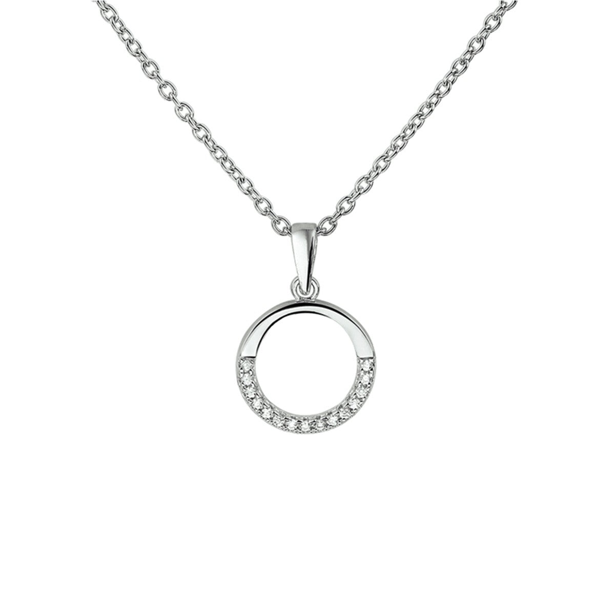 Zilver Gerhodineerd Collier zirkonia 41 + 4 cm - PSN1323205 - PansiteNederland.nl