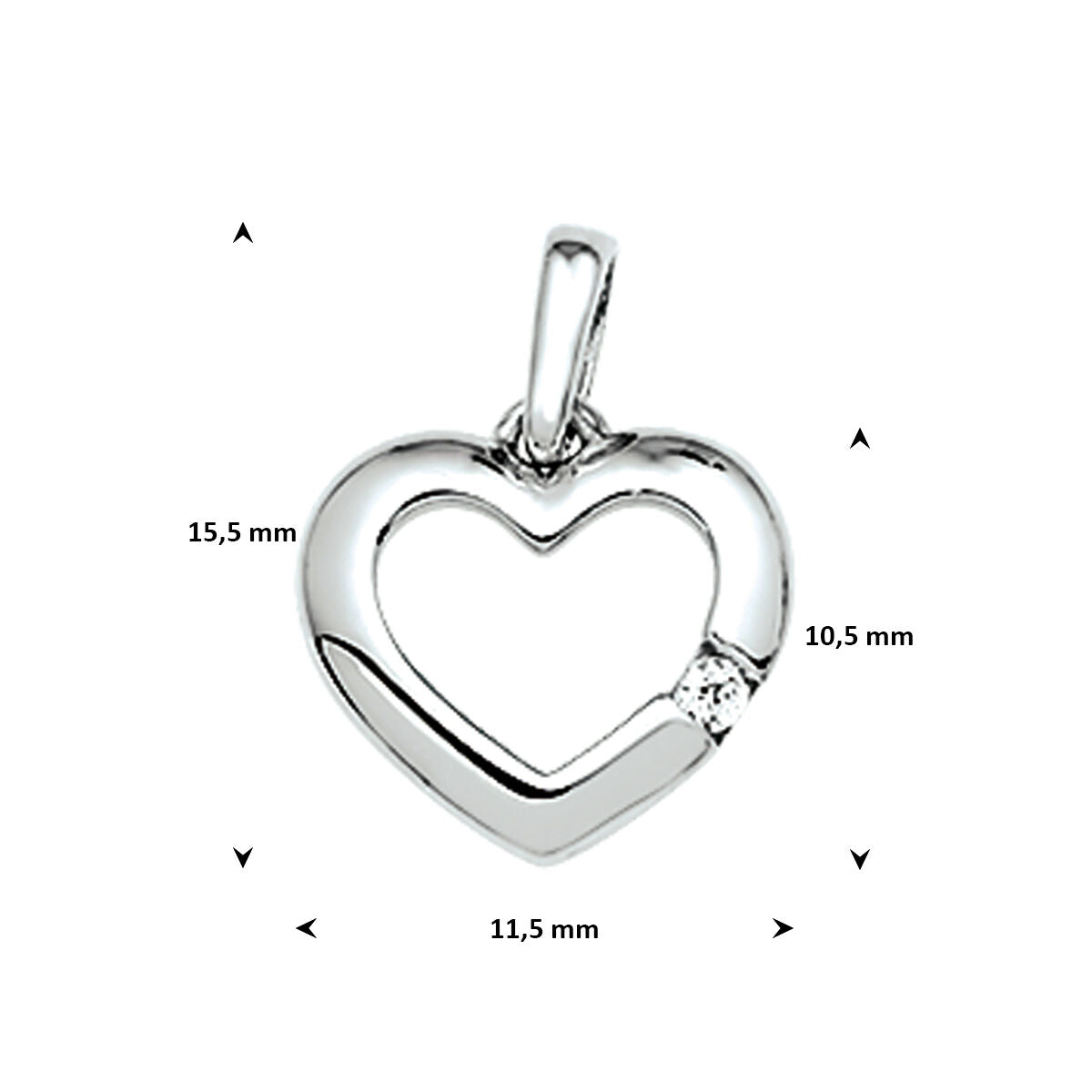 Hanger hart zirkonia zilver