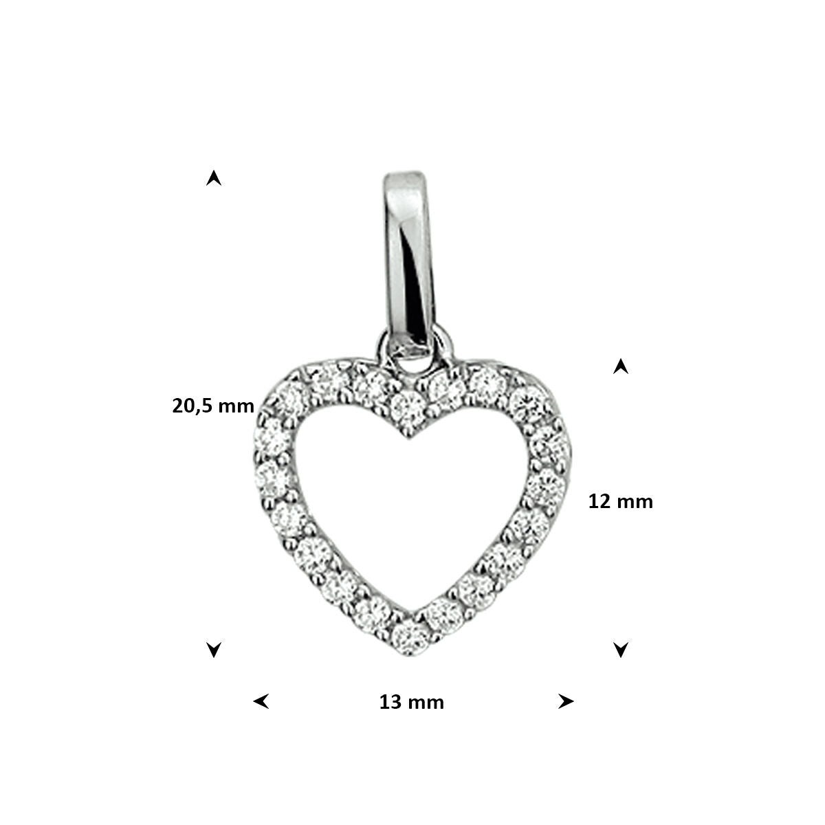 Hanger hart zirkonia zilver
