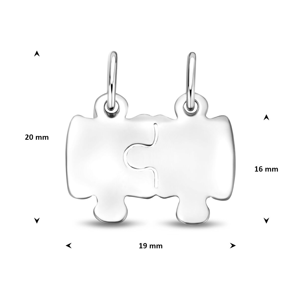 Hanger breekplaatje puzzel 16 mm zilver