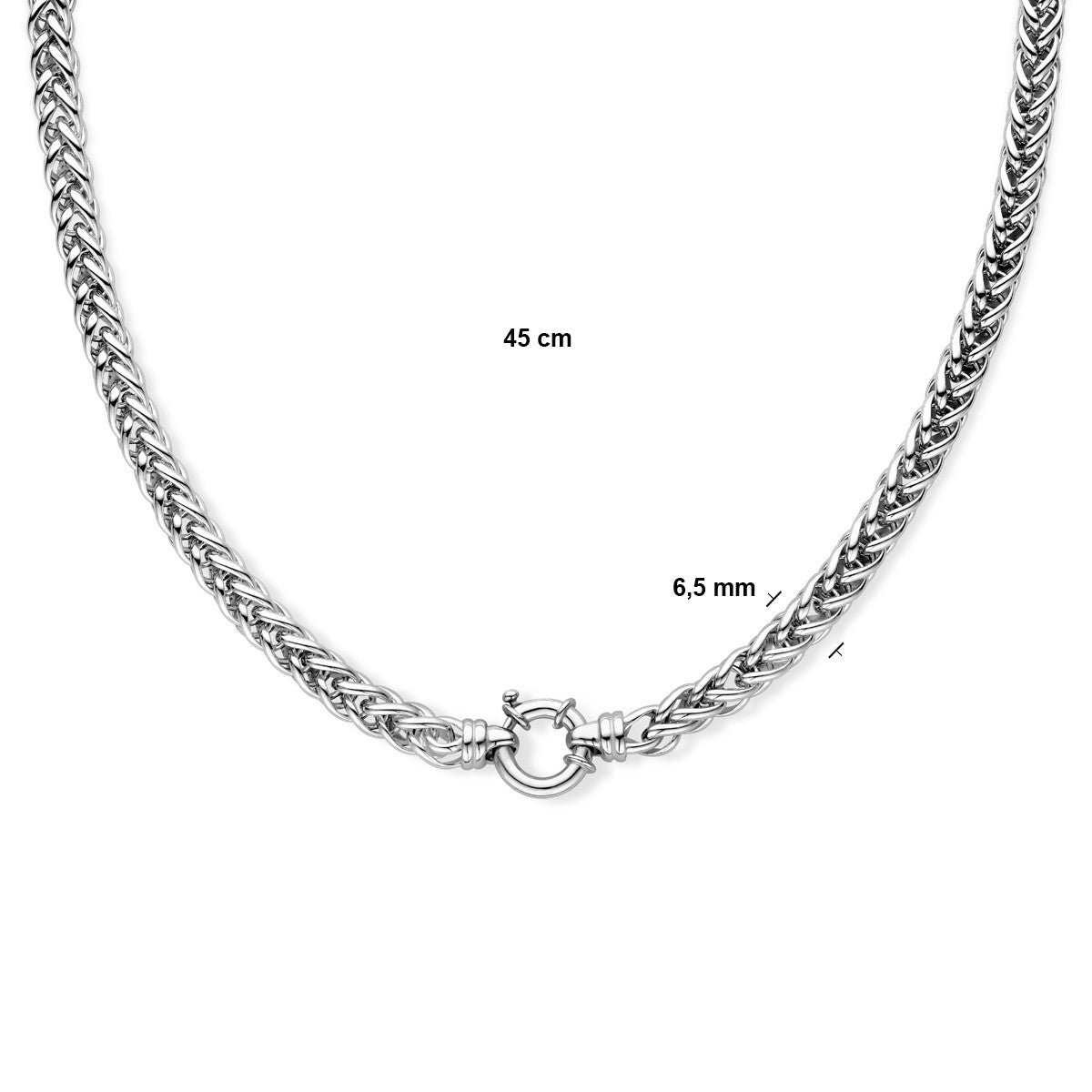 Fantasy Collection Collier vossestaart 6,5 mm met groot veerslot zilver