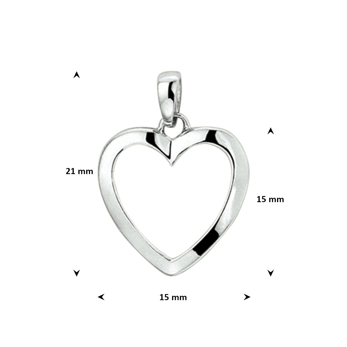 Hanger hart gerhodineerd zilver 15 x 14,5 mm – 1323763