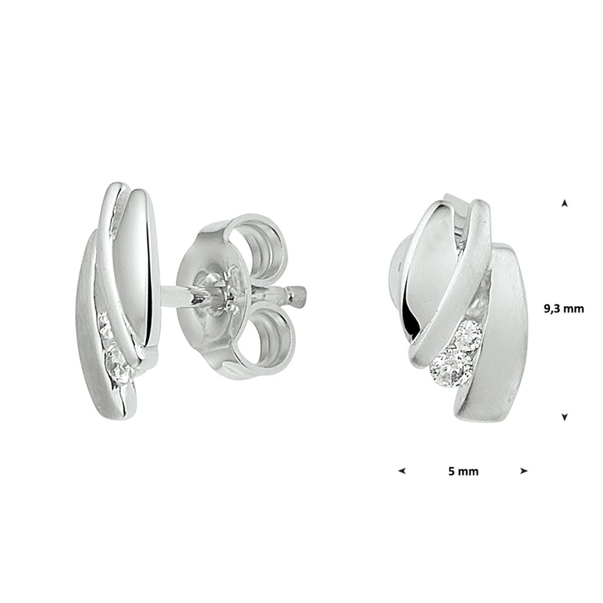 Fantasy Collection Oorbellen zirkonia 9,3 mm zilver