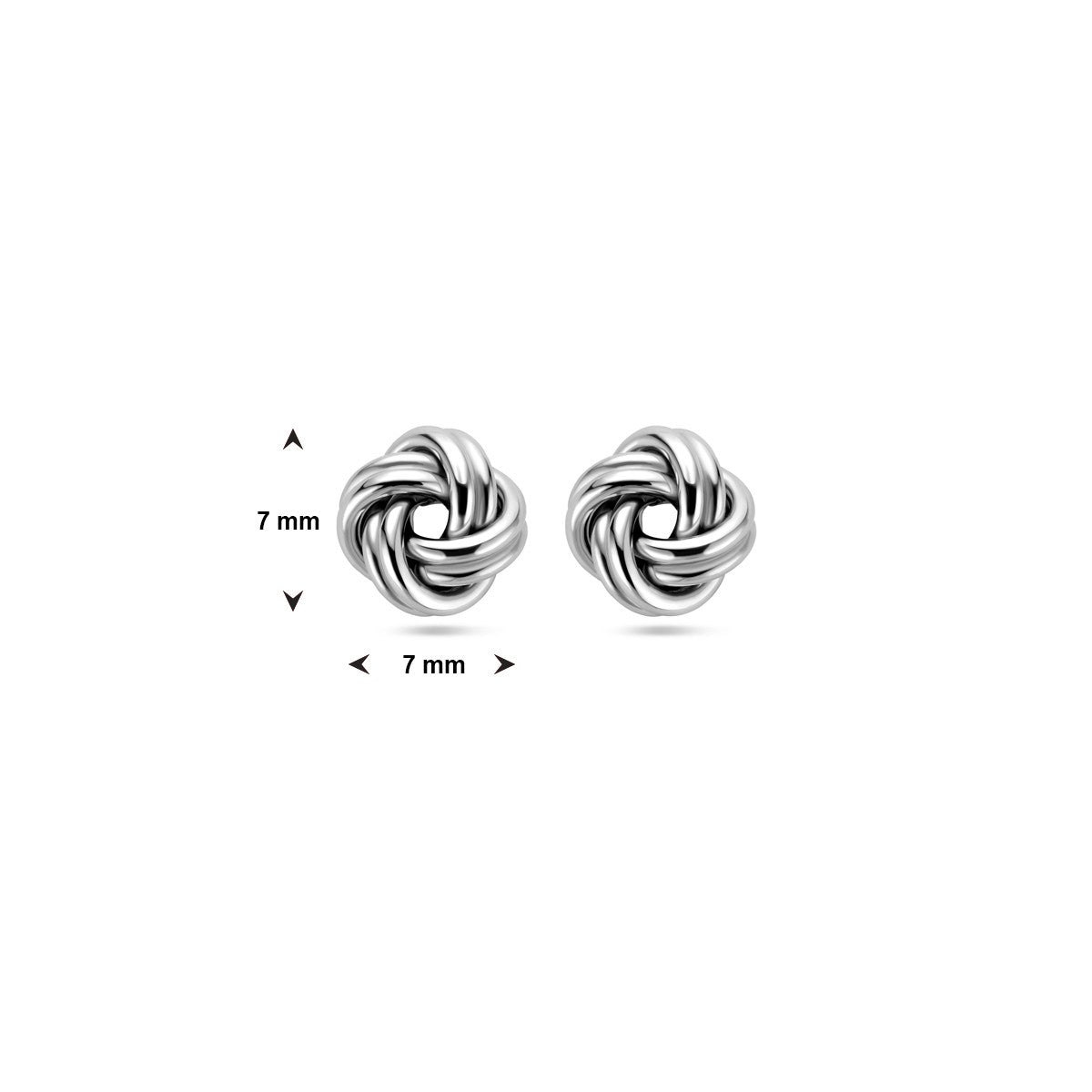 Fantasy Collection Oorbellen knoop 7 mm zilver