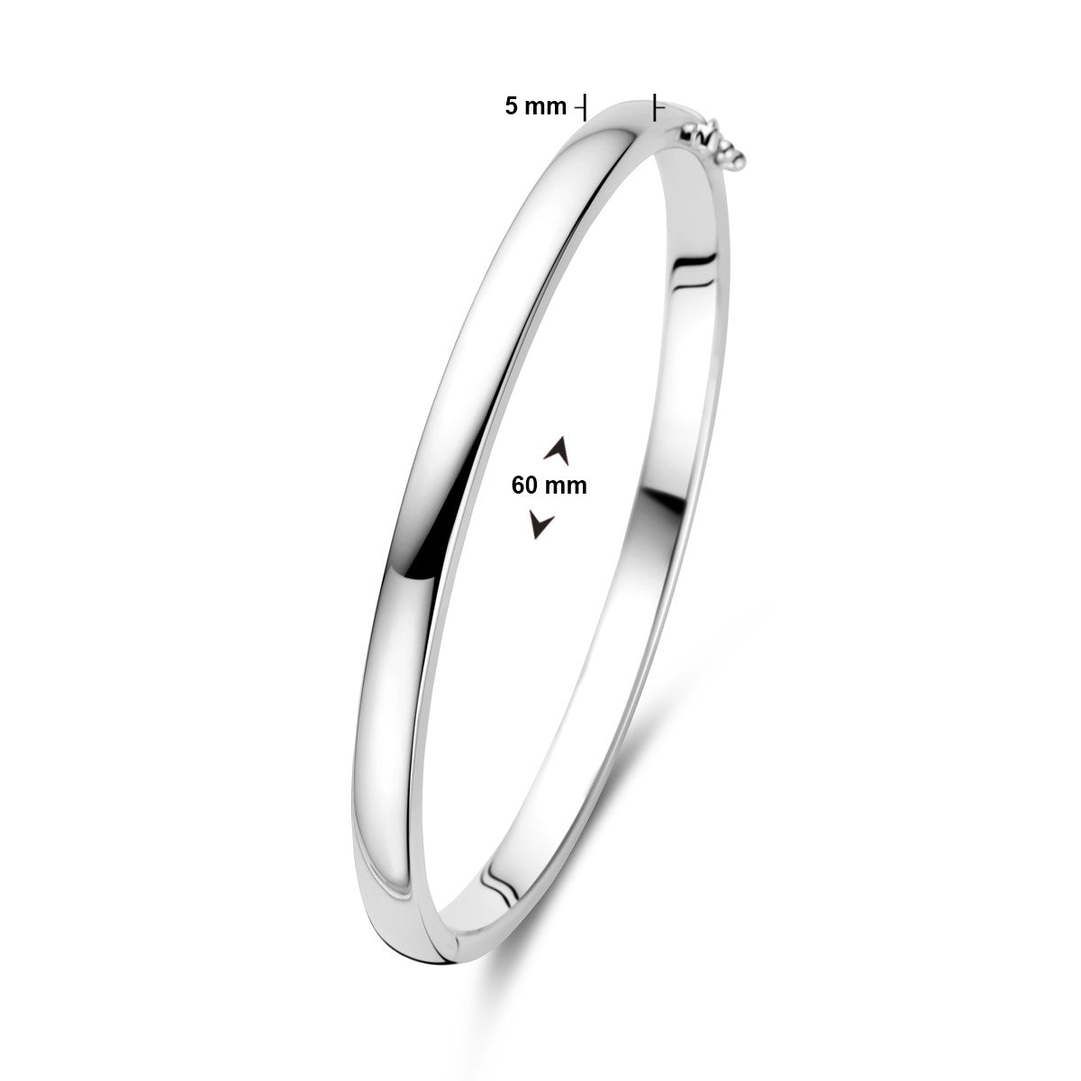 Fantasy Collection Bangle scharnier 5 mm bolle buis zilver