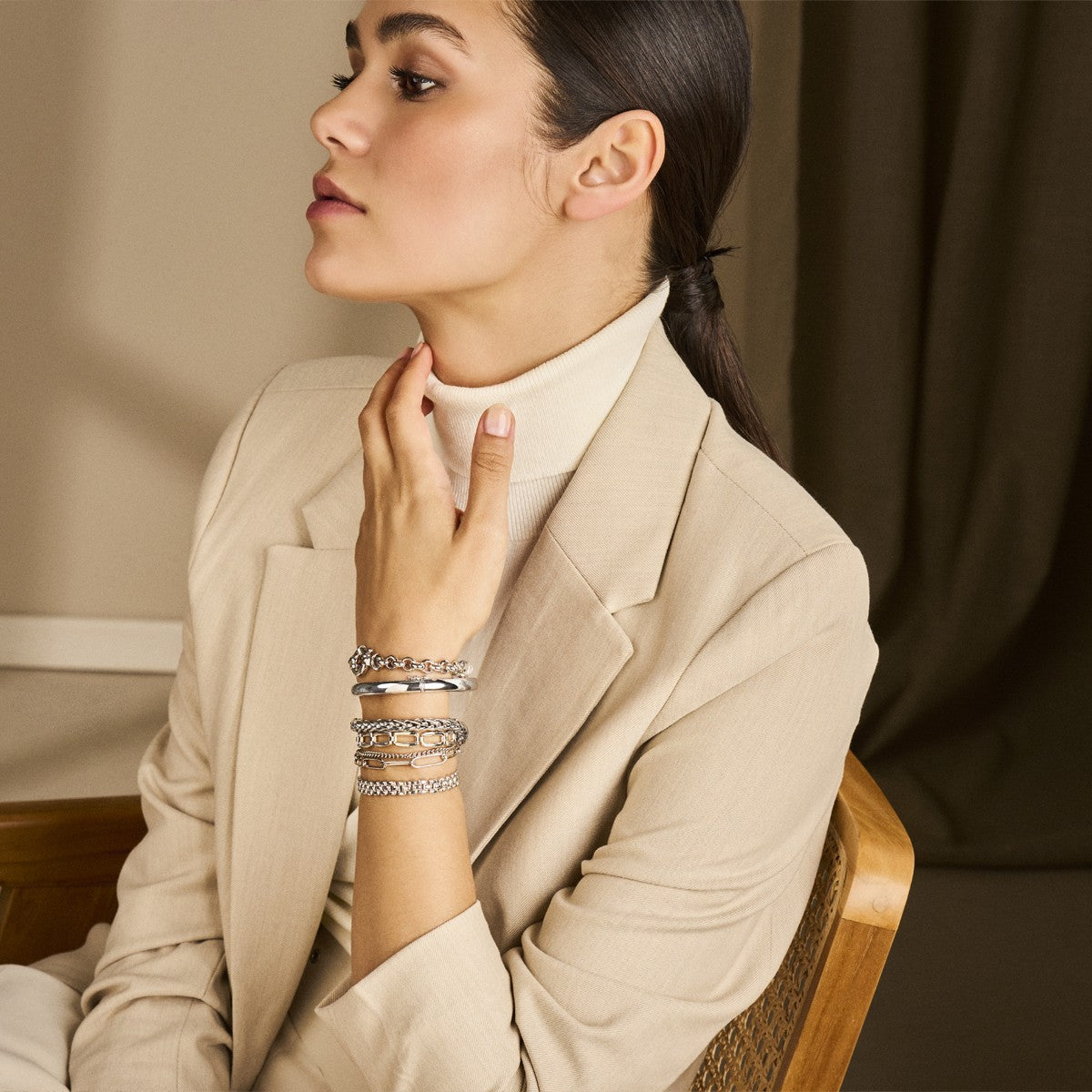 Fantasy Collection Bangle scharnier 6 mm bolle buis zilver