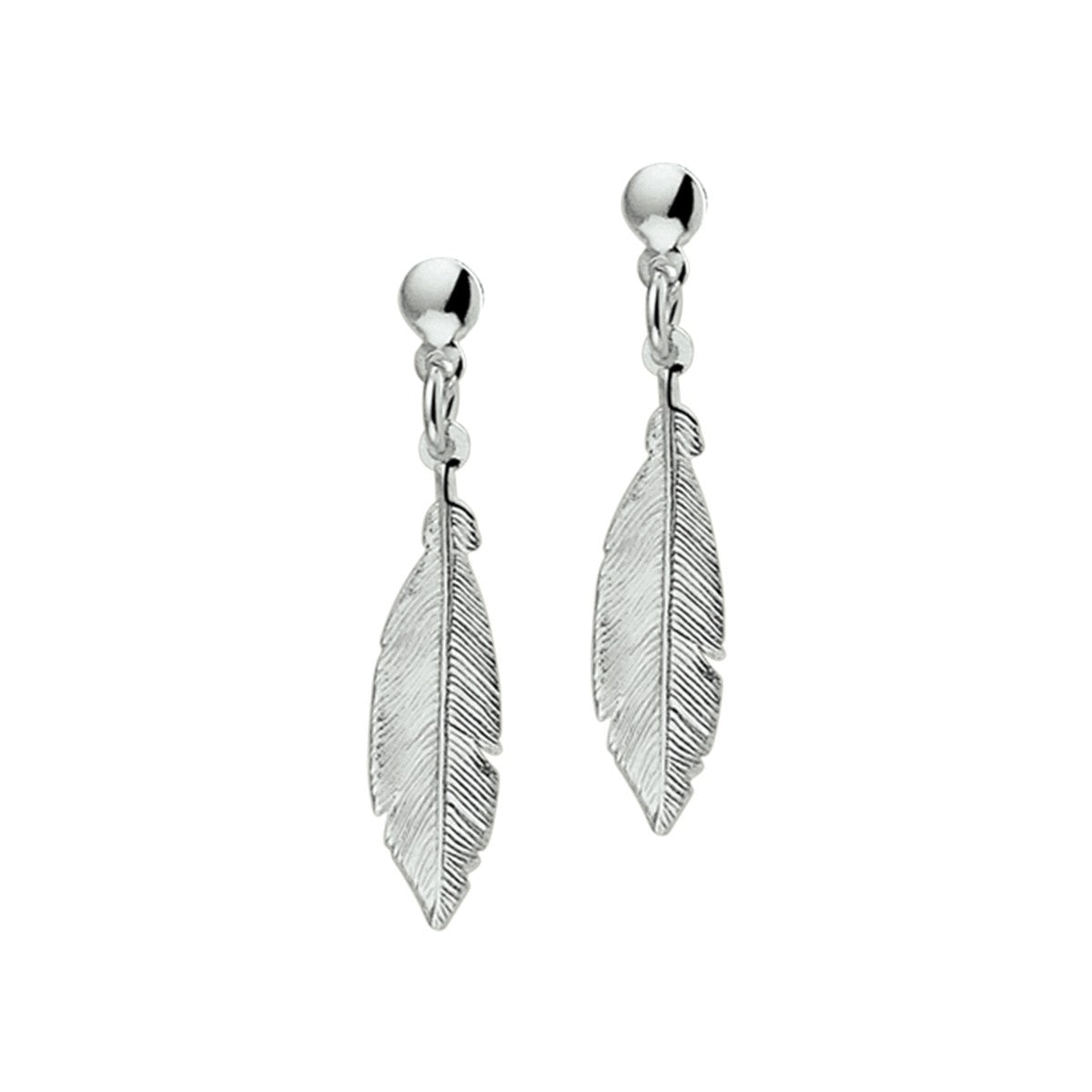 Fantasy Collection Hangende oorbellen veer 28 mm zilver