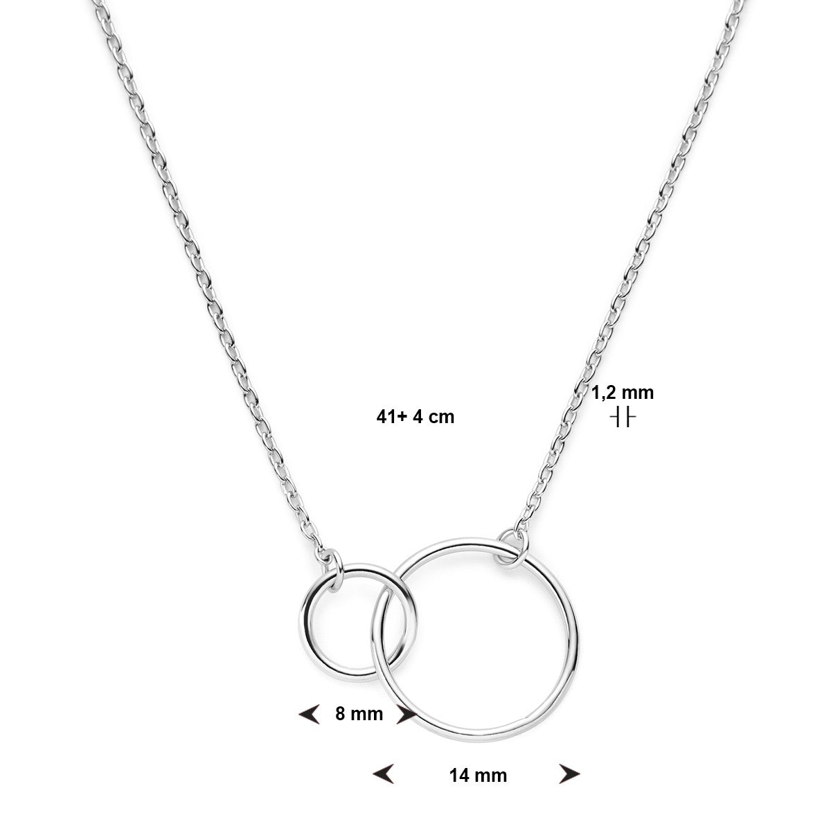 Fantasy Collection Collier rondjes 41 + 4 cm zilver