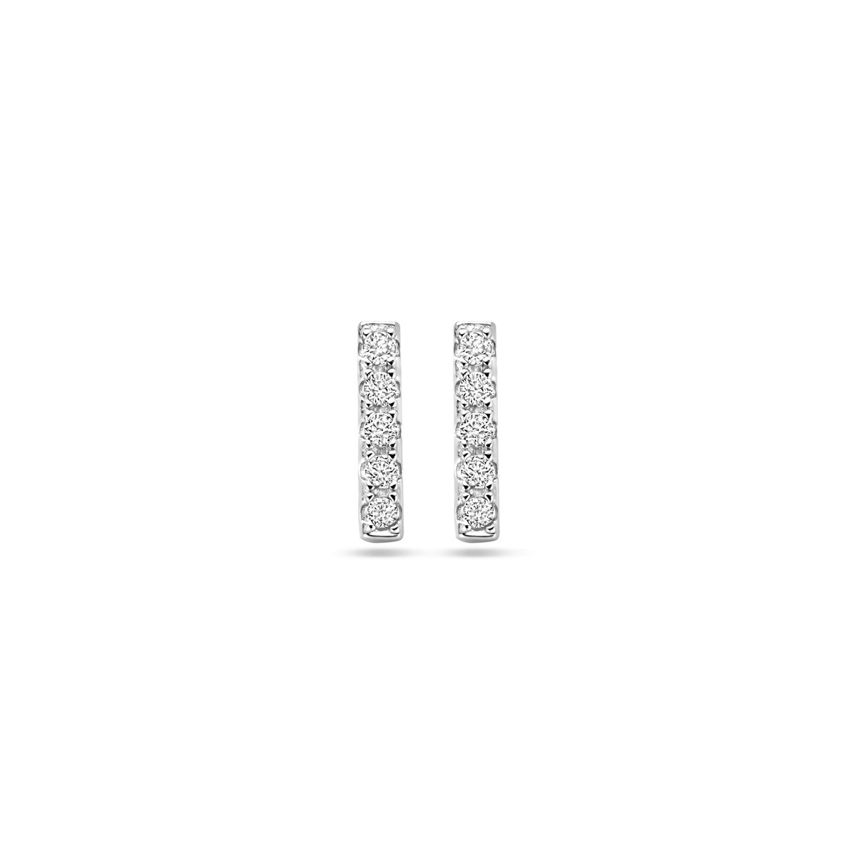 Fantasy Collection Oorbellen balkje zirkonia 8 mm zilver