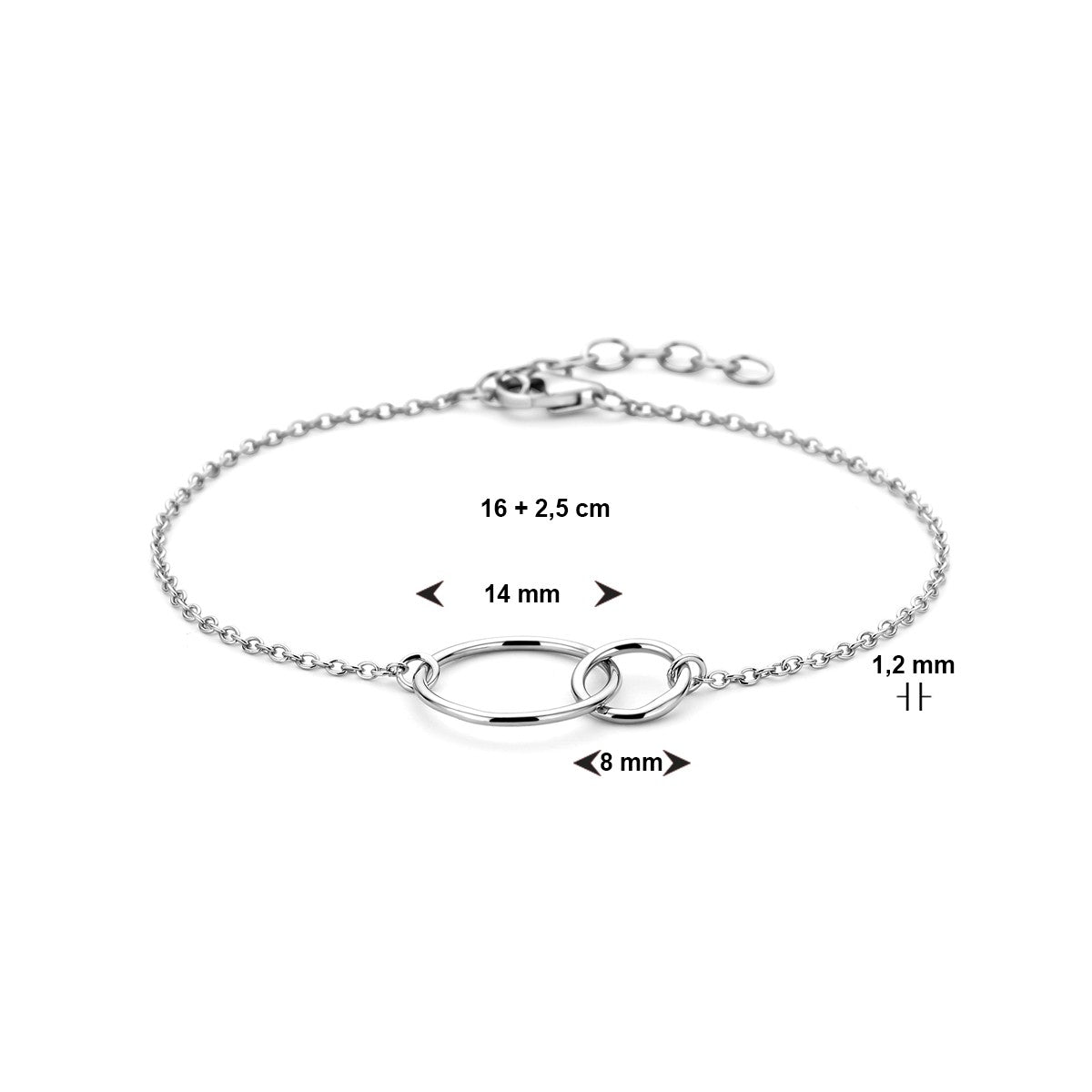 Fantasy Collection Armband rondjes 16 + 2,5 cm zilver