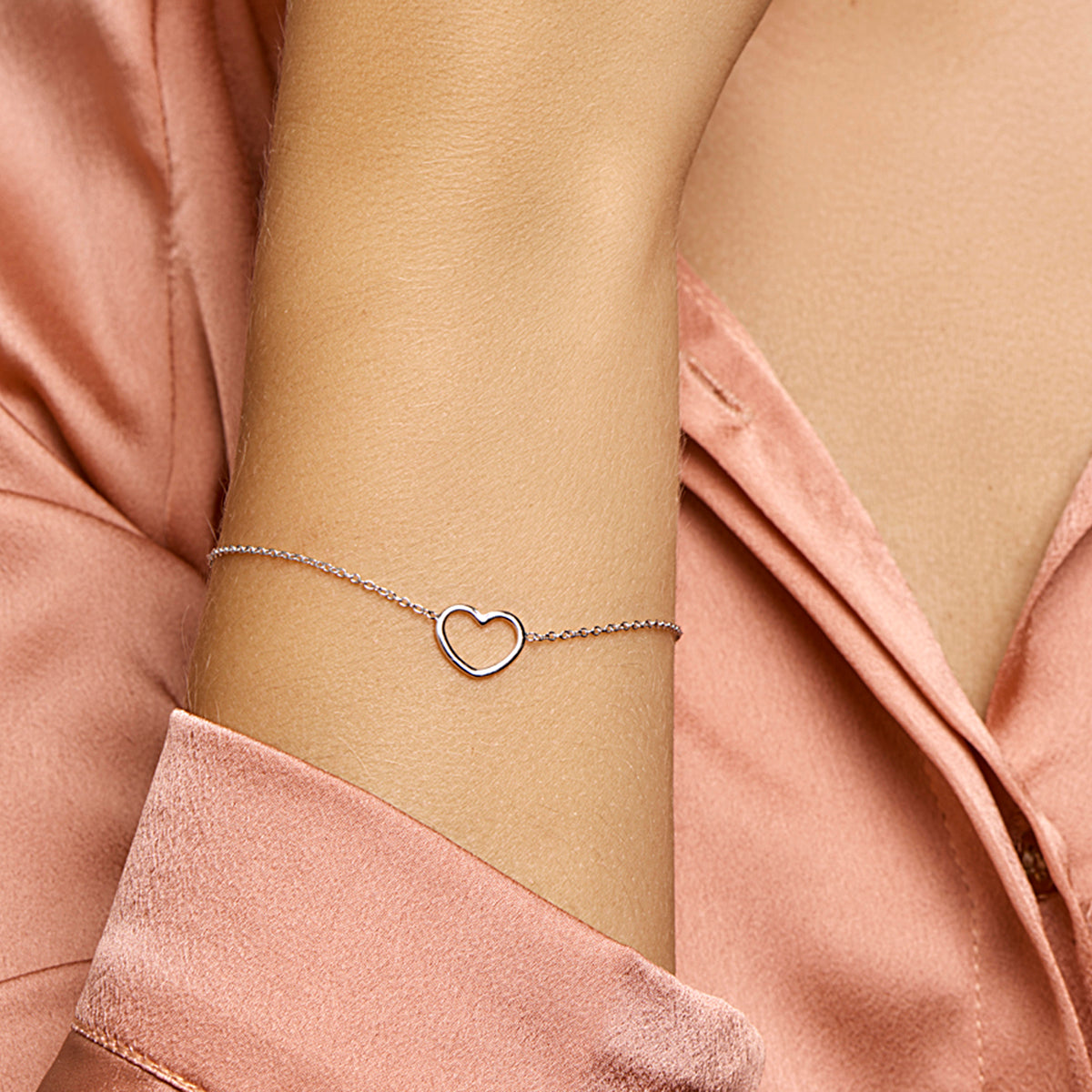 Armband hart 16 + 3 cm zilver gerhodineerd