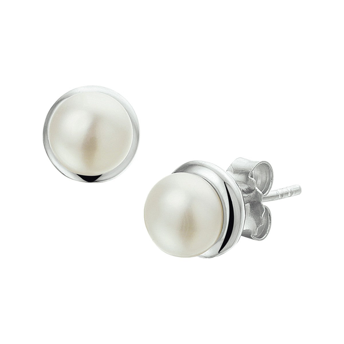 Fantasy Collection Oorbellen parel 7,5 mm zilver