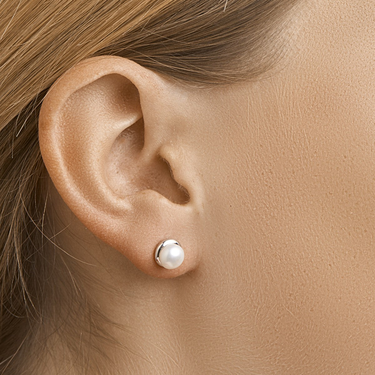 Fantasy Collection Oorbellen parel 7,5 mm zilver