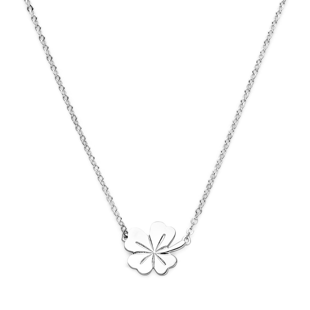 Fantasy Collection Collier klavertje 41 + 4 cm zilver