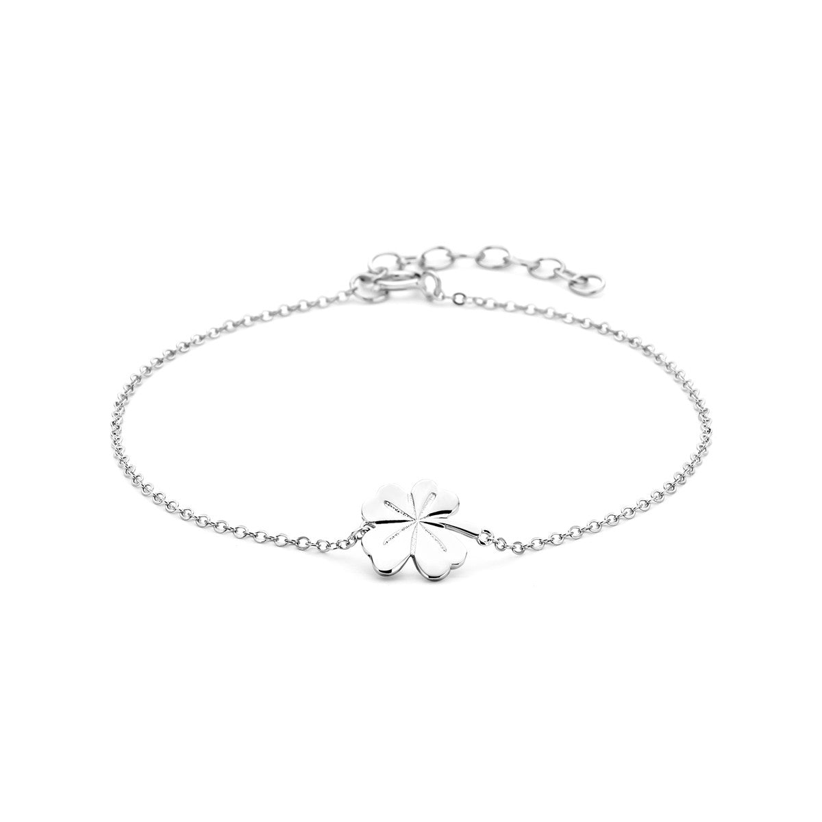 Fantasy Collection Armband klavertje 17 + 3 cm zilver