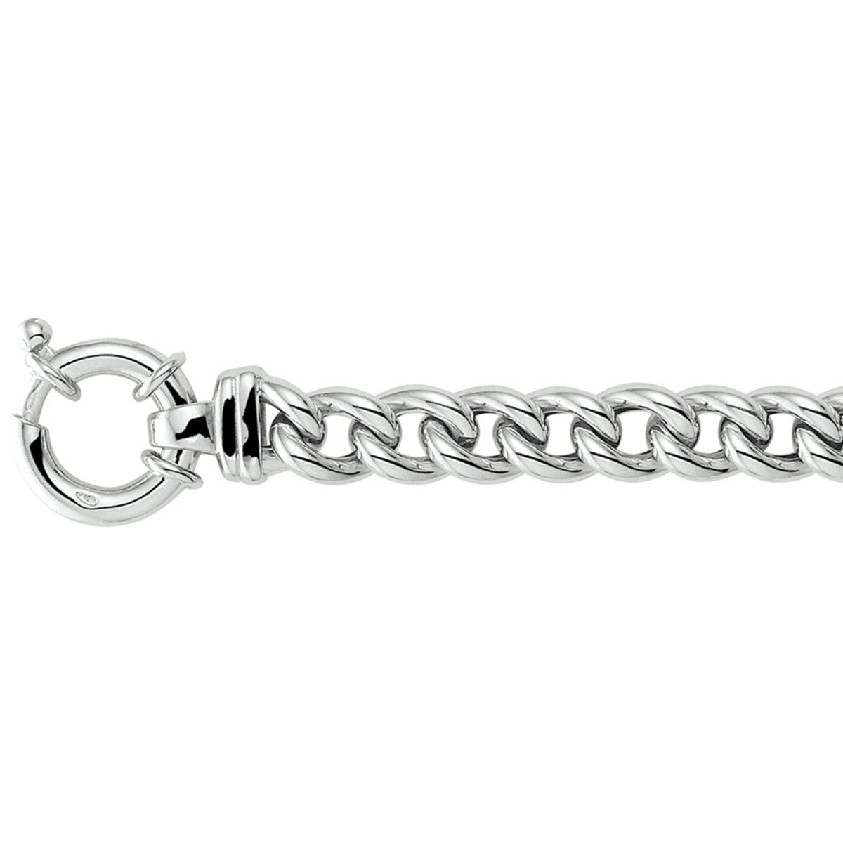 Fantasy Collection Armband gourmette 7,5 mm 19 cm met groot veerslot zilver
