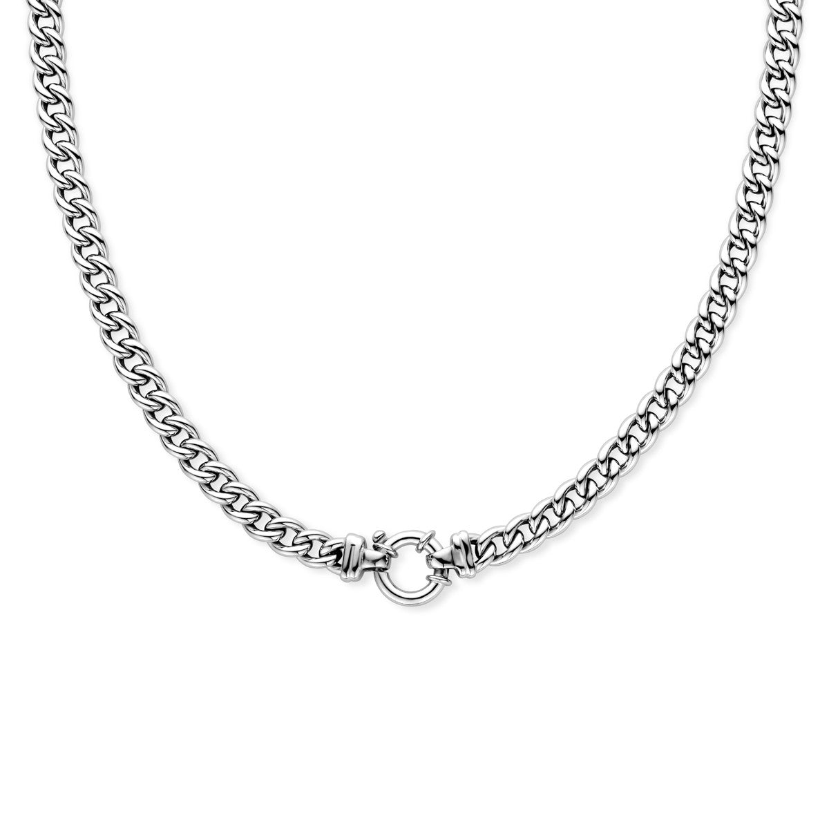 Fantasy Collection Collier gourmette 7,5 mm 45 cm met groot veerslot zilver