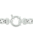 zilver gerhodineerd collier gourmette 7,5 mm 45 cm met groot springslot 1324432 - PansiteNederland.nl