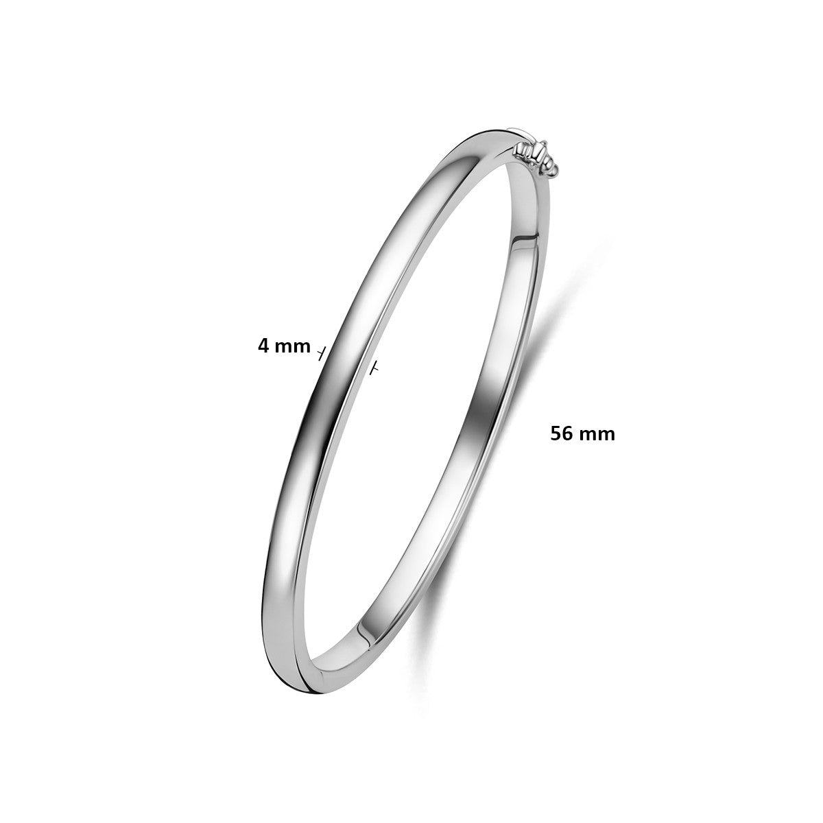 Bangle scharnier 4 mm bolle buis zilver