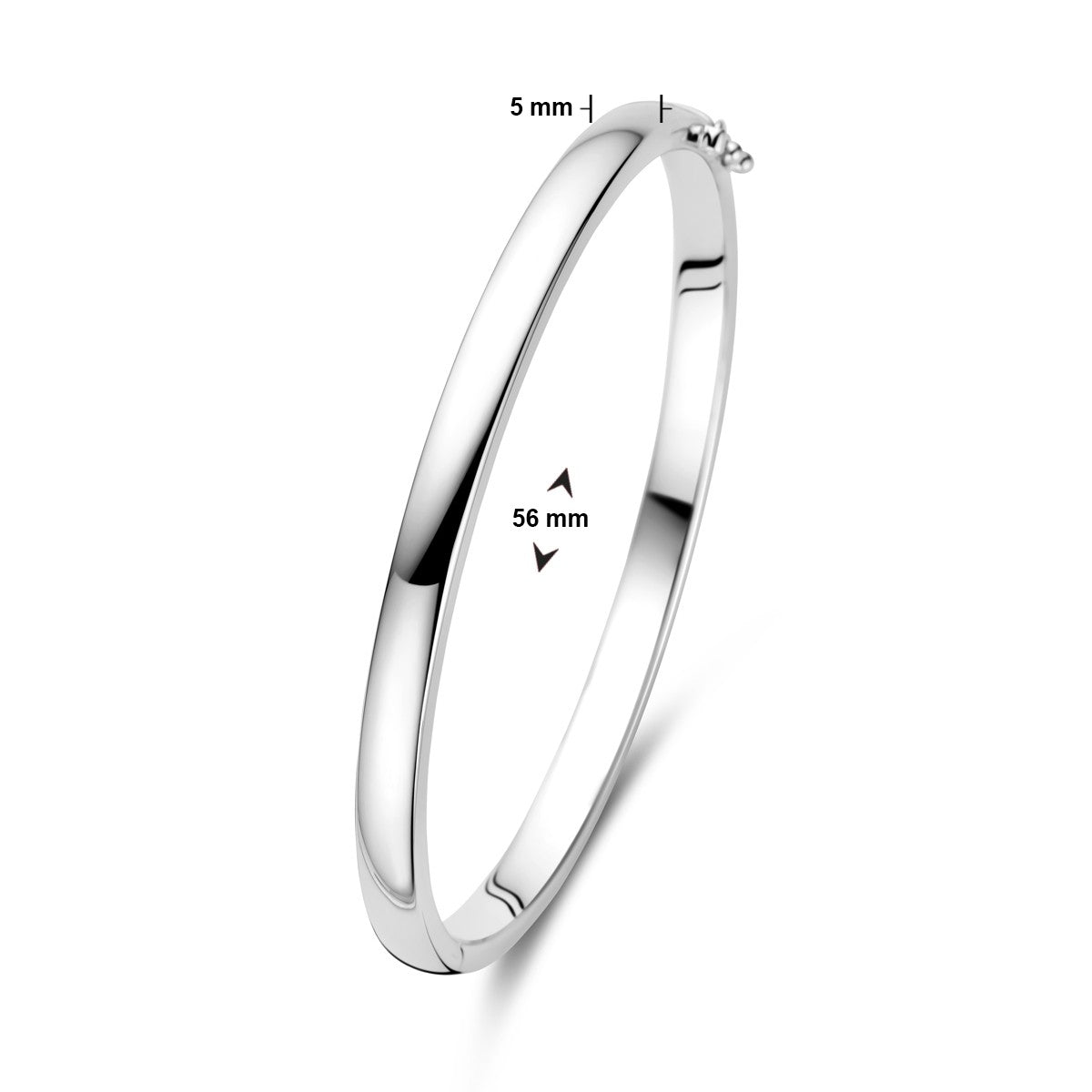 Fantasy Collection Bangle scharnier 5 mm bolle buis zilver