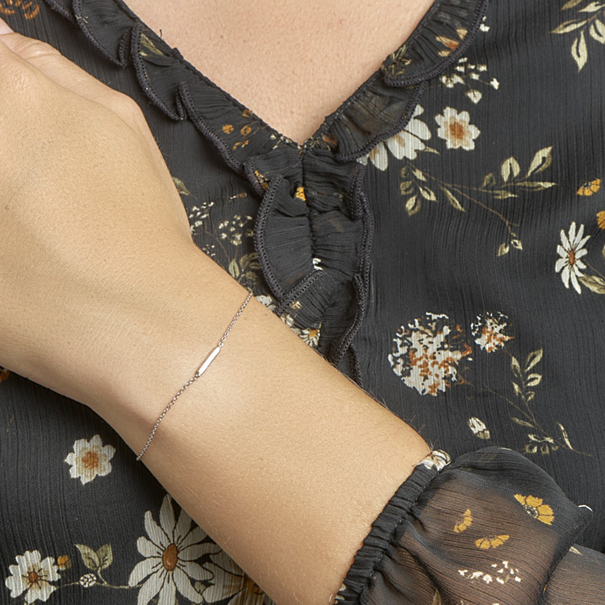 Fantasy Collection Armband balkje 1,2 mm 16 + 2,5 mm zilver