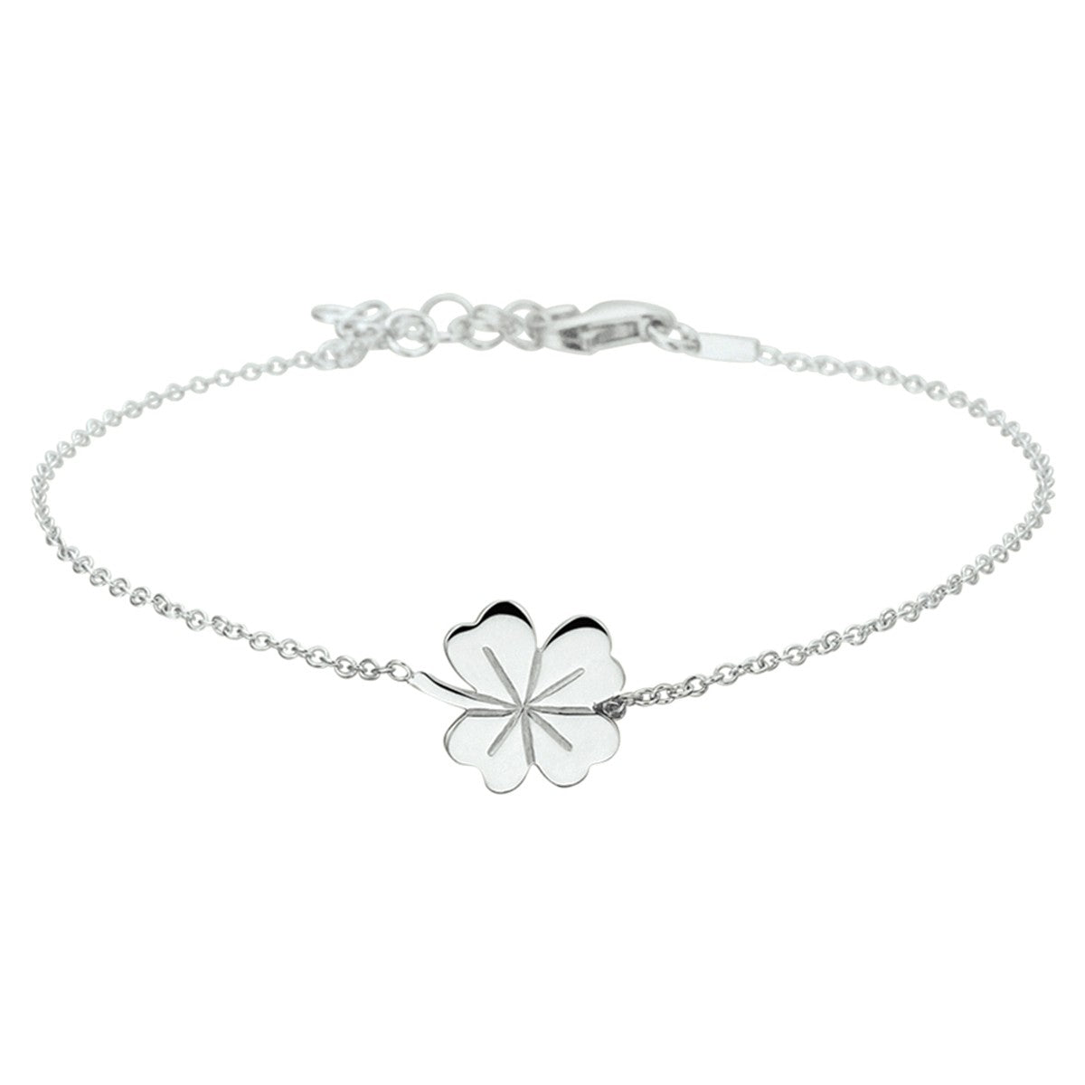 Fantasy Collection Armband klavertje 1,0 mm 17 + 3 cm zilver