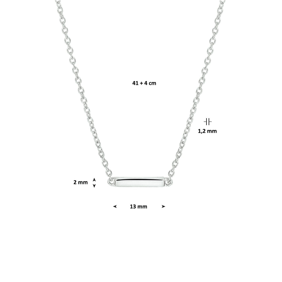 Fantasy Collection Collier balkje 1,2 mm 41 + 4 cm zilver
