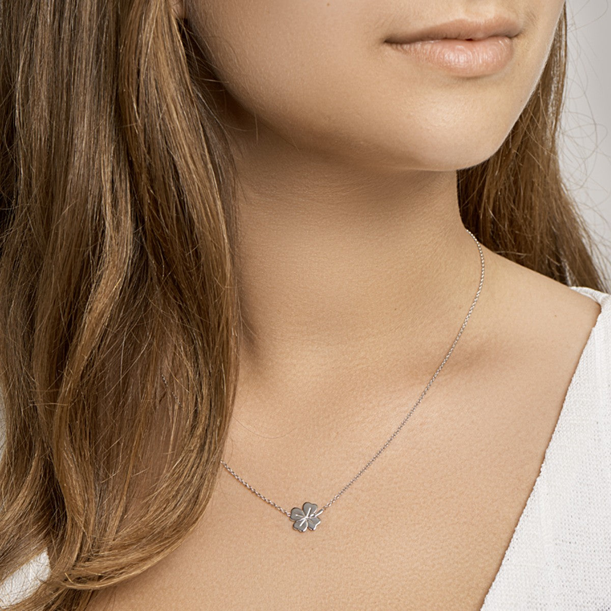 Fantasy Collection Collier klavertje 1,3 mm 40 + 5 cm zilver
