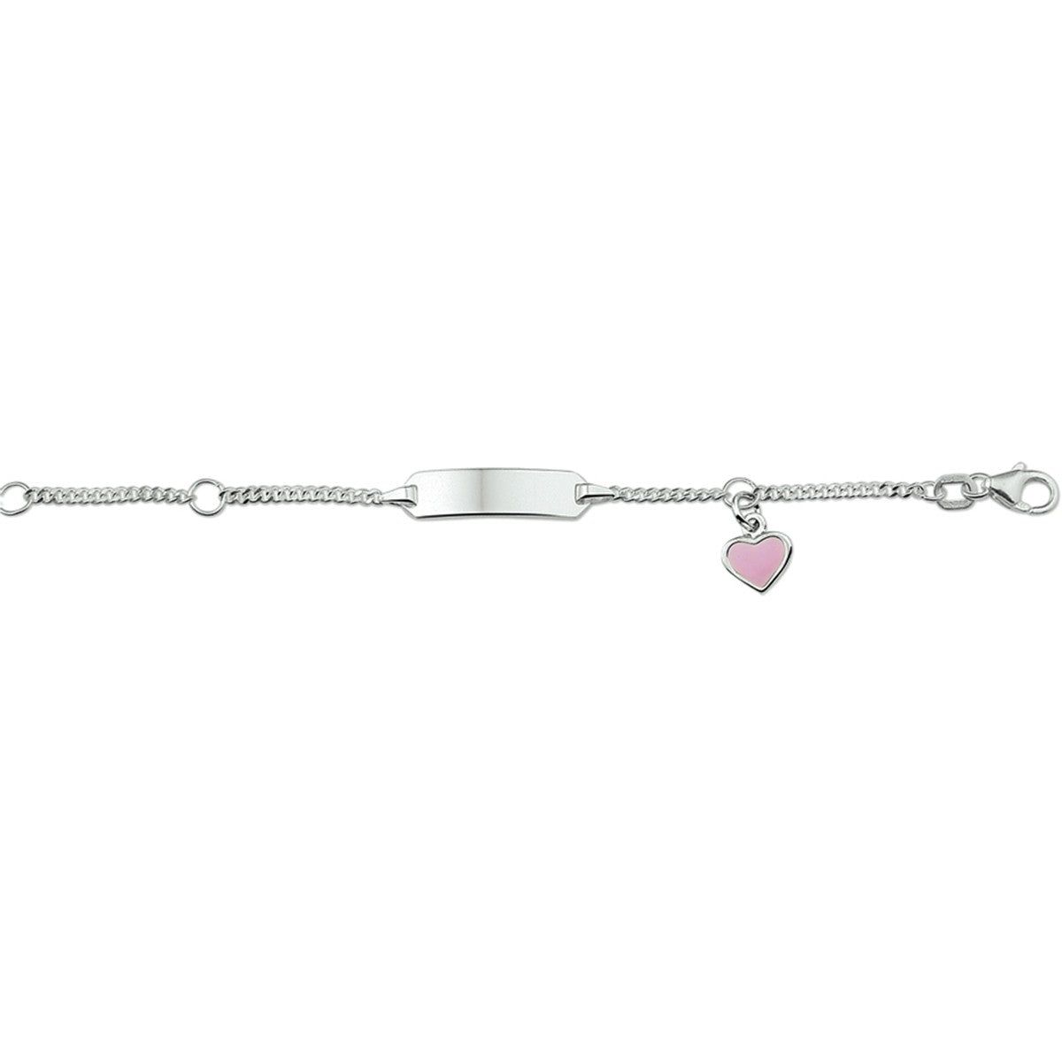 Fantasy Collection Graveerarmband hart plaat 5 mm 9 - 11 cm zilver