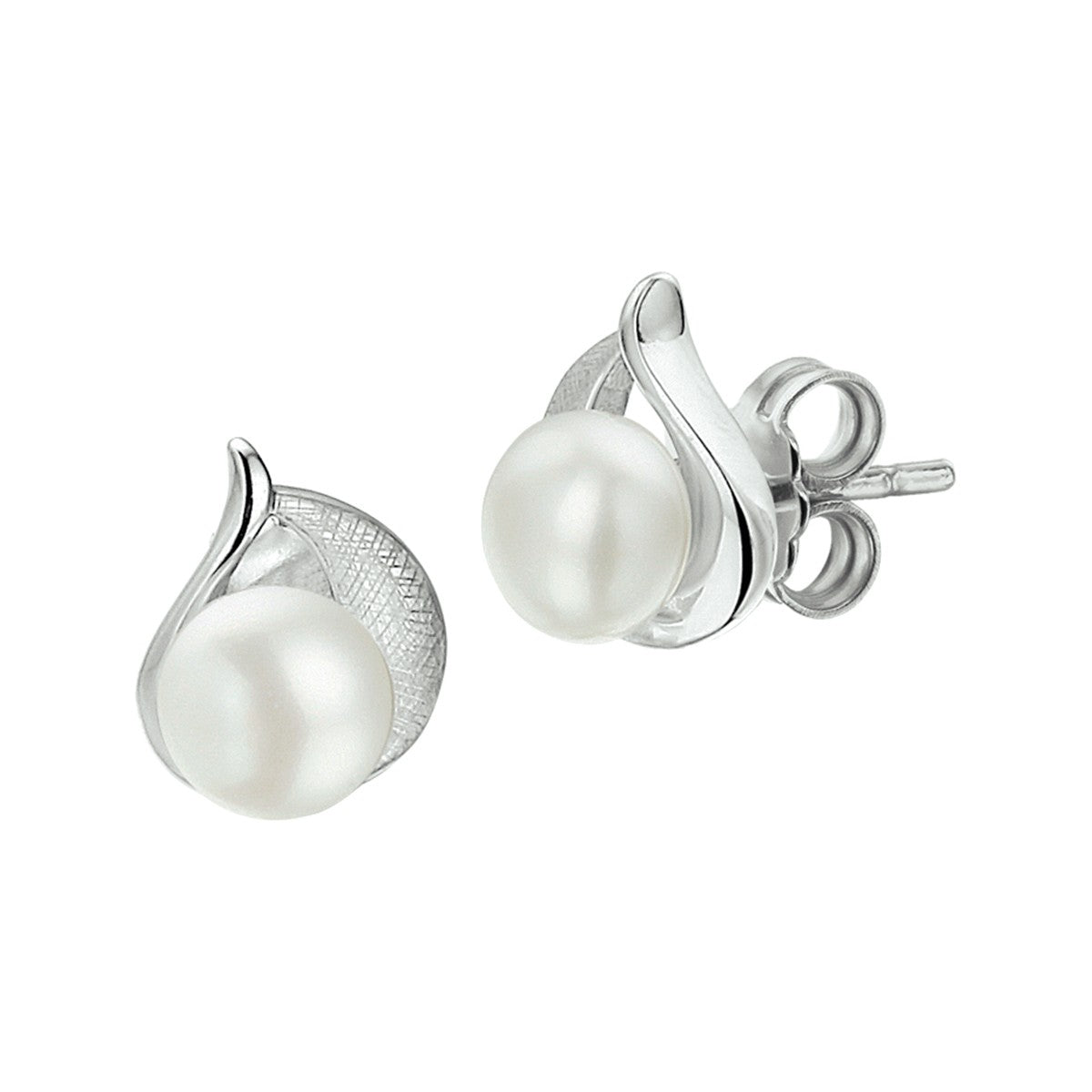 Fantasy Collection Oorbellen gescratcht parel zilver