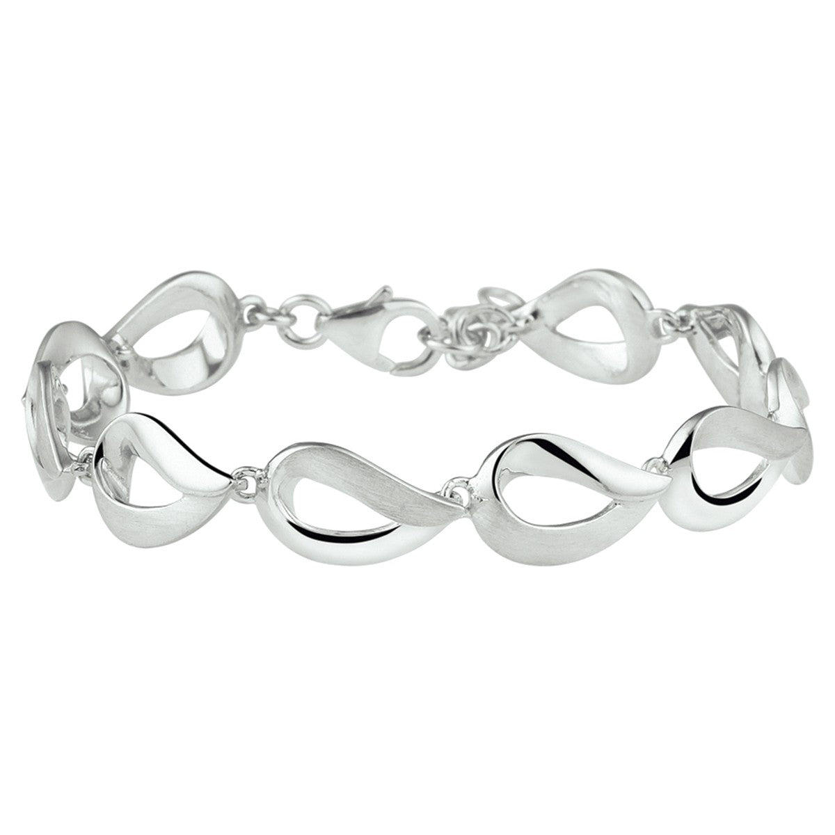 Fantasy Collection Armband poli/mat 9,5 mm 16,5 + 3 cm zilver