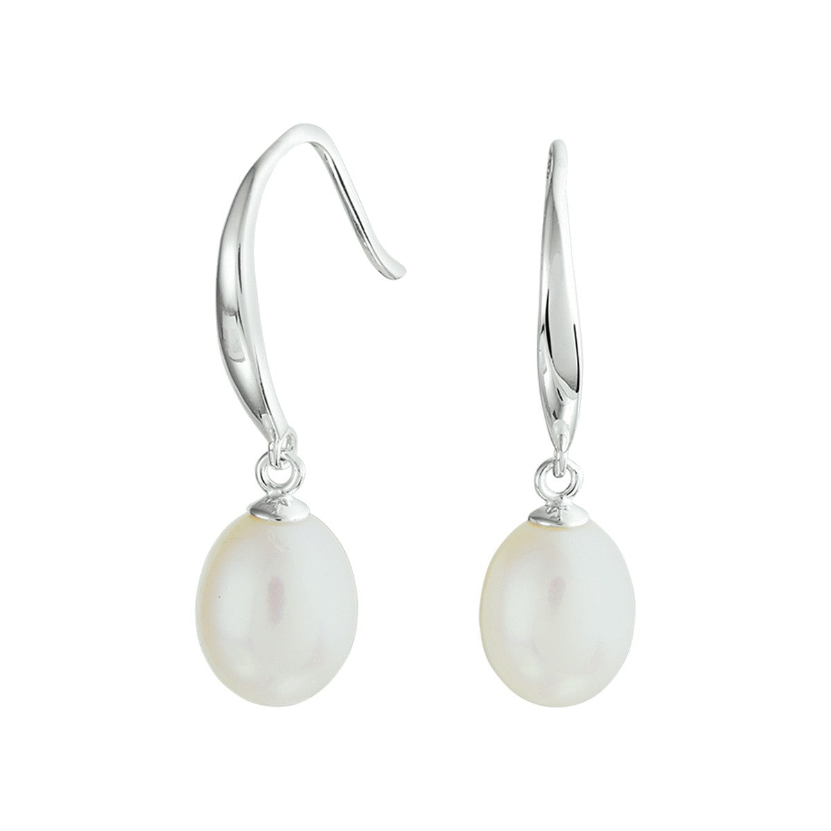 Fantasy Collection Hangende oorbellen parel franse haak zilver