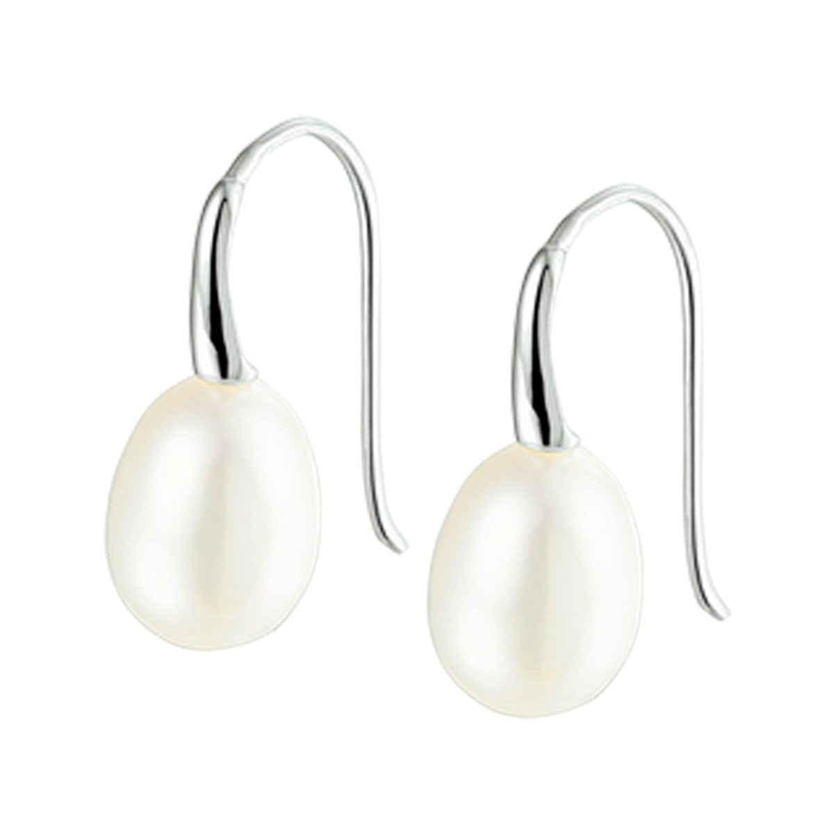 Fantasy Collection Hangende oorbellen parel franse haak zilver