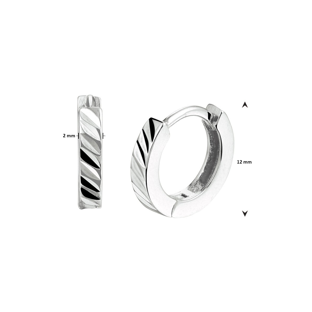 Fantasy Collection Oorbellen vlak 12 mm zilver