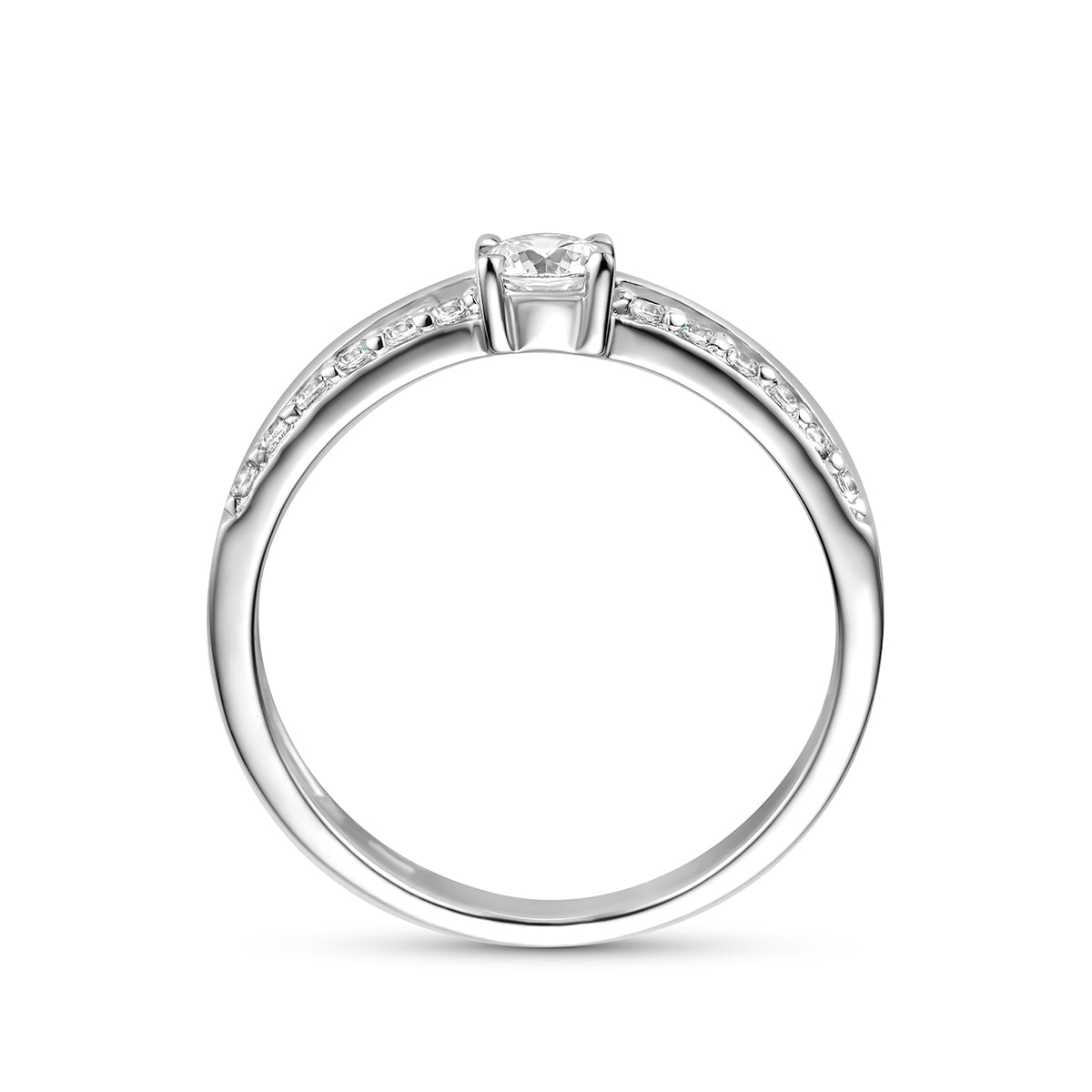 Gerhodineerd Zilveren Ring met Zirkonia