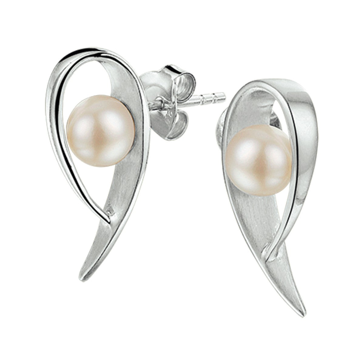 Fantasy Collection Oorbellen parel poli/mat zilver