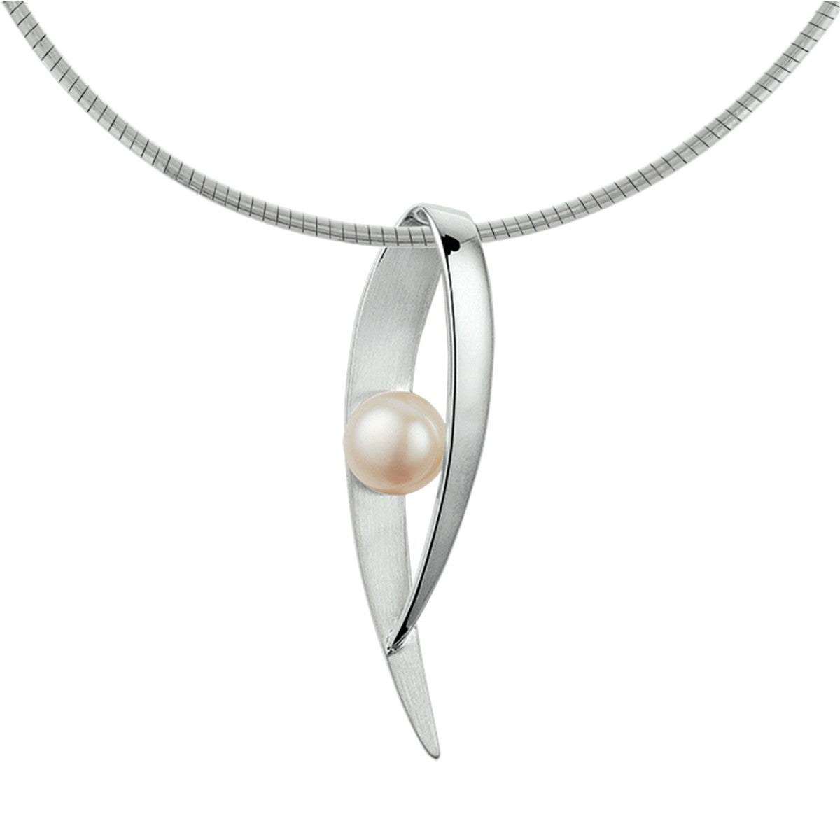 Fantasy Collection Collier parel poli/mat 42 + 3 cm zilver