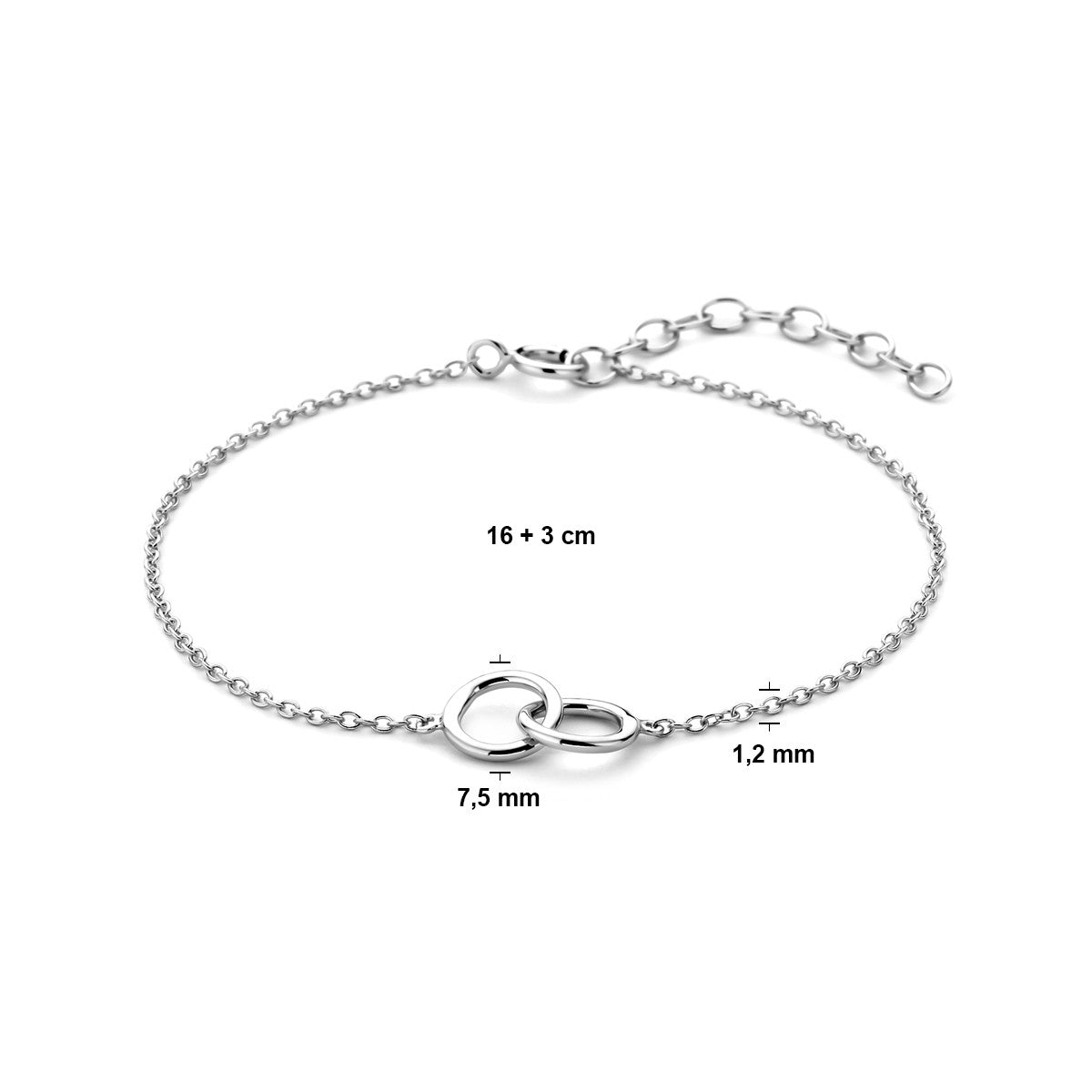 Fantasy Collection Armband rondjes 16 + 3 cm zilver