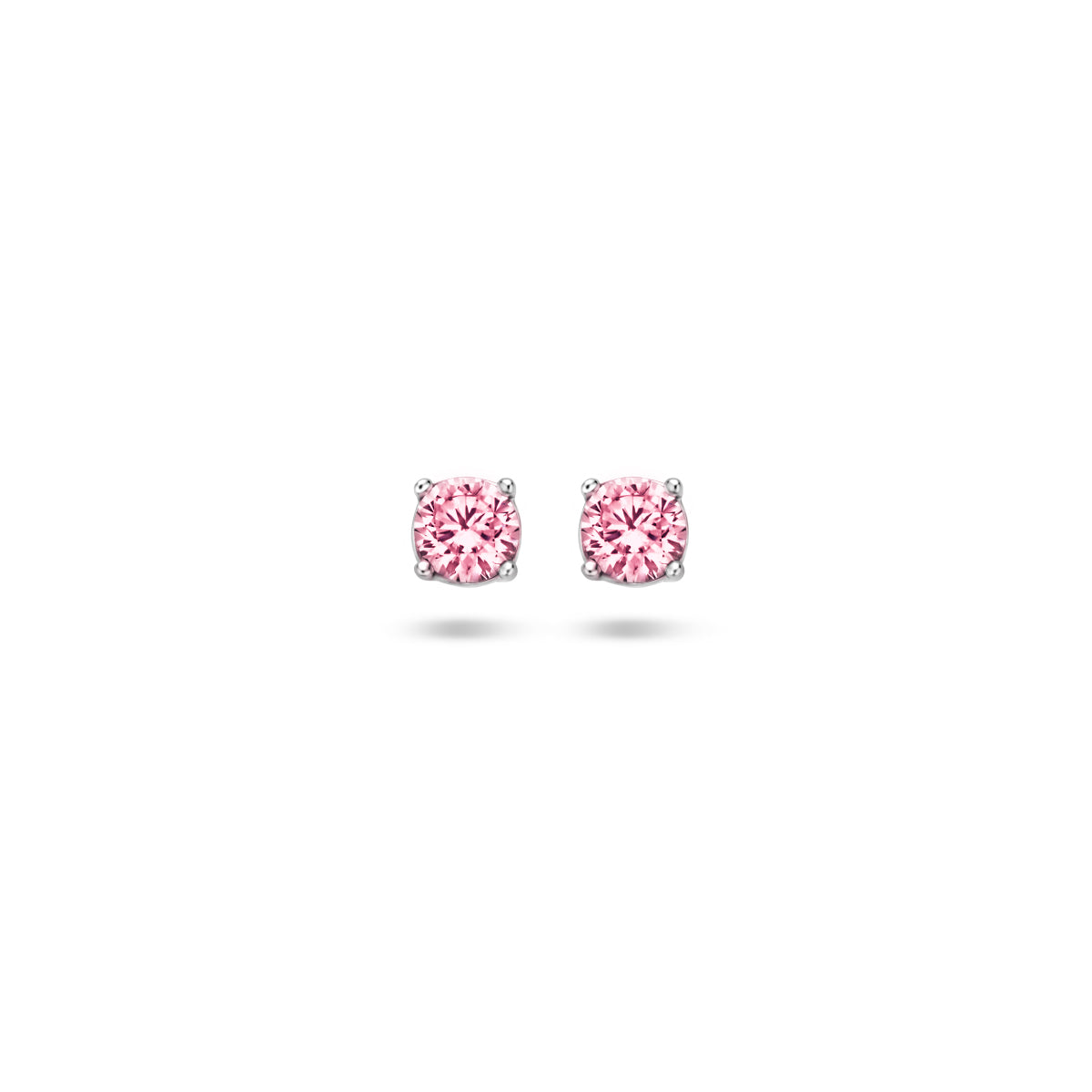 Oorknoppen zirkonia zilver gerhodineerd roze #Kleur_Roze