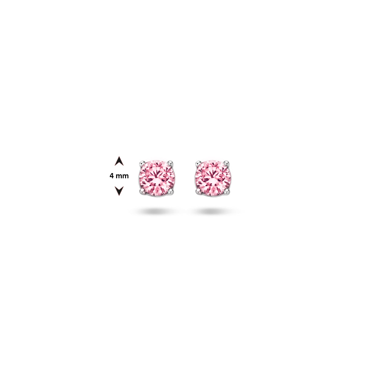 Oorknoppen zirkonia zilver gerhodineerd roze 4 mm #Kleur_Roze