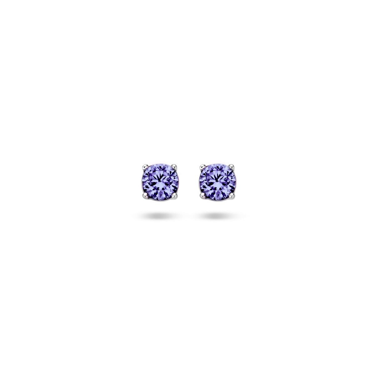 Oorknoppen zirkonia zilver gerhodineerd paars #Kleur_Paars