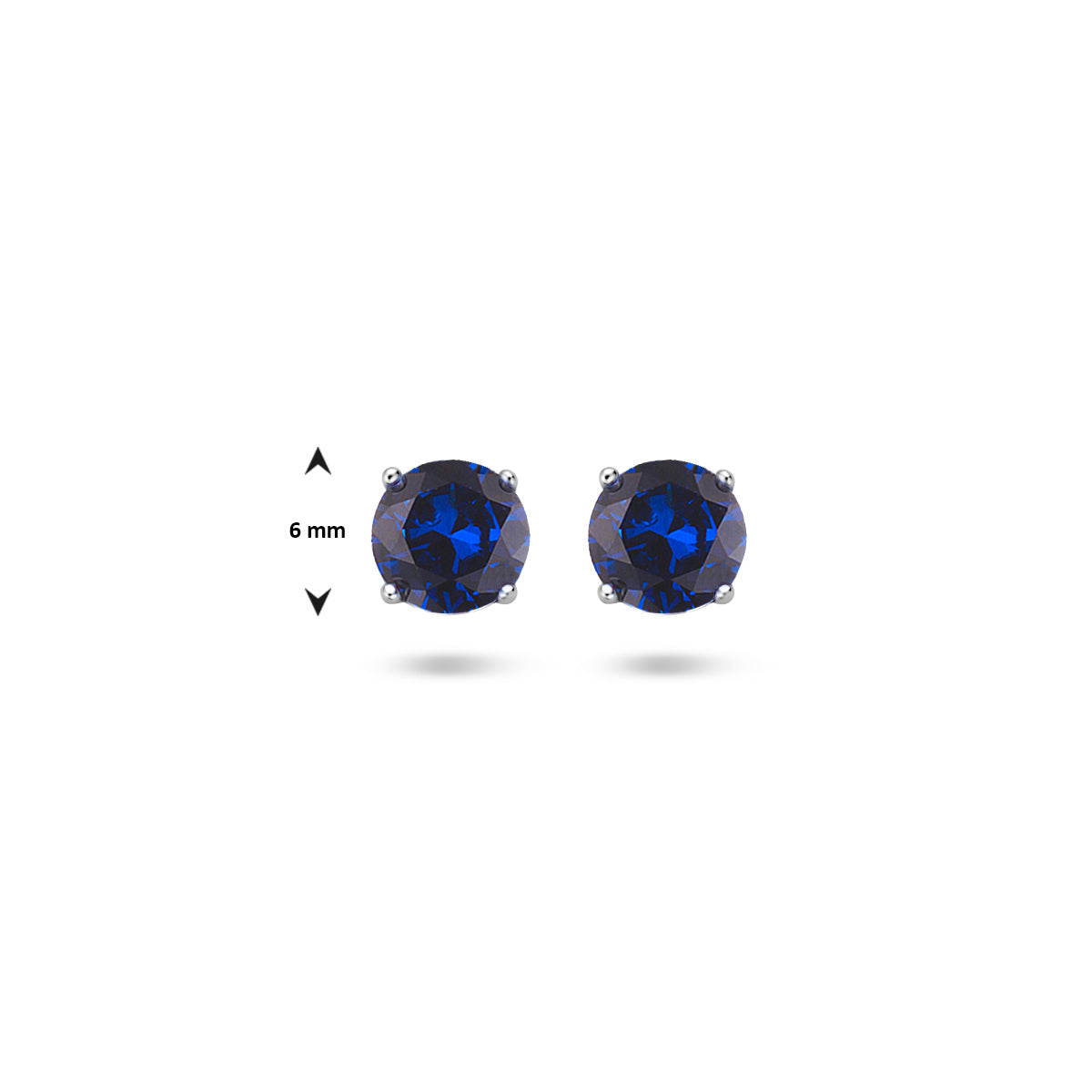 Oorknoppen zirkonia zilver gerhodineerd saffierblauw 6 mm #Kleur_Saffierblauw
