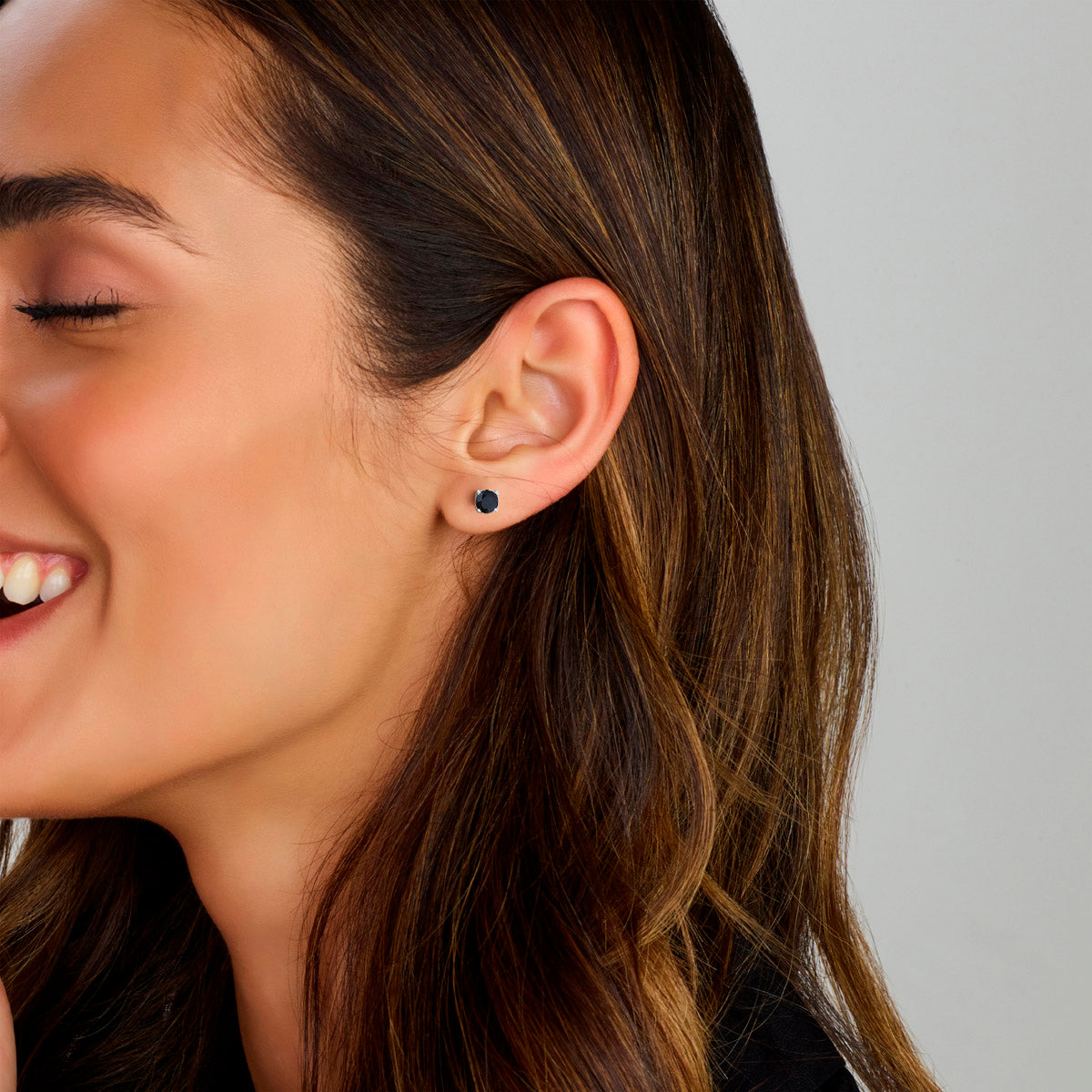 Oorknoppen zirkonia zilver gerhodineerd zwart #Kleur_Zwart