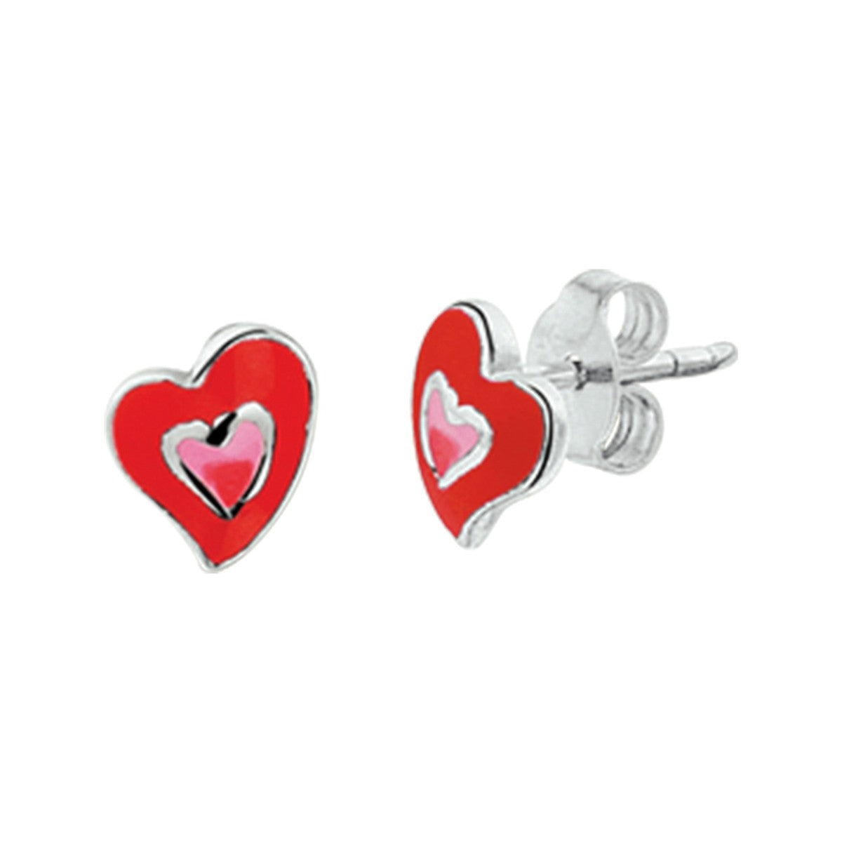 Fantasy Collection Oorbellen hartje emaille zilver