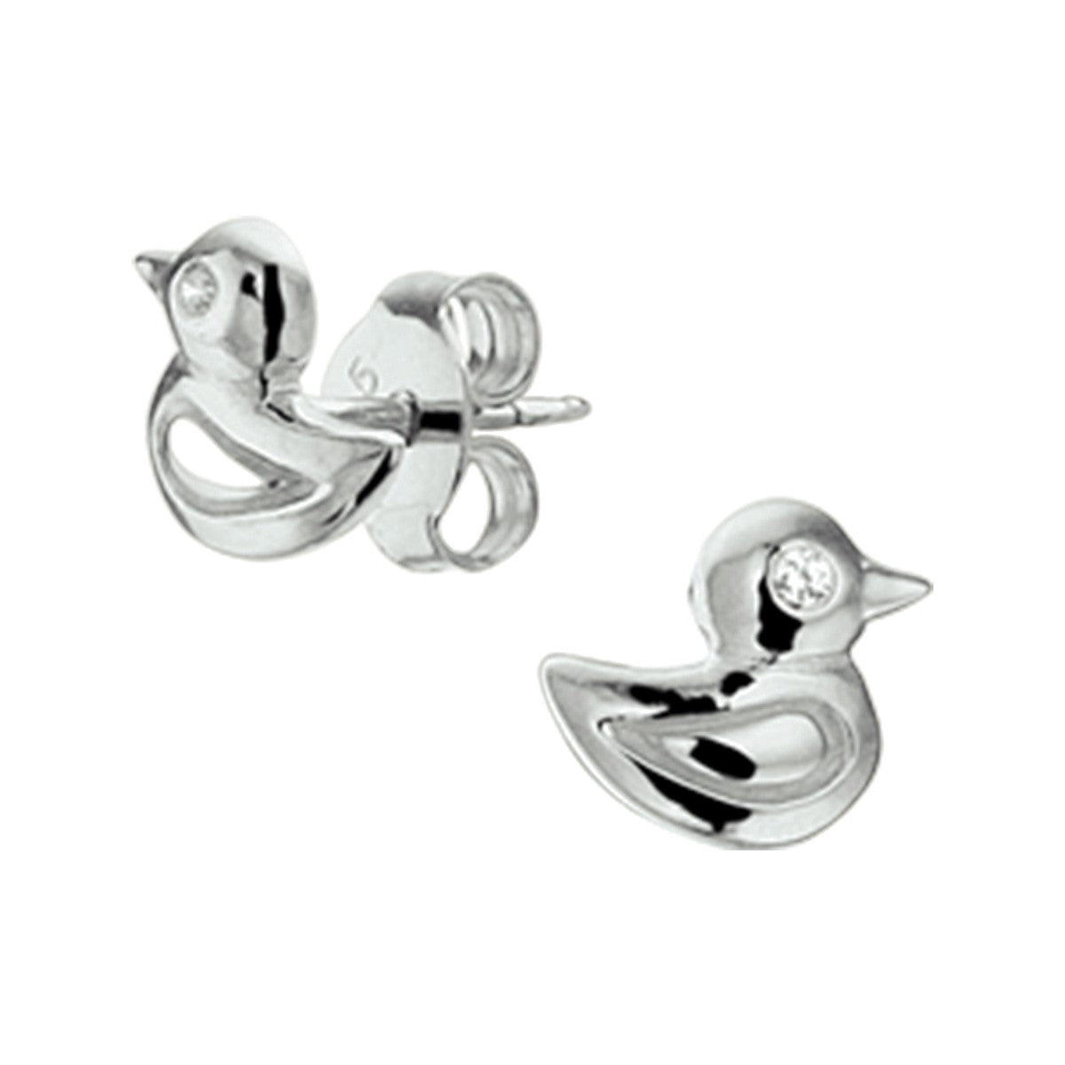 Fantasy Collection Oorbellen eend zirkonia zilver
