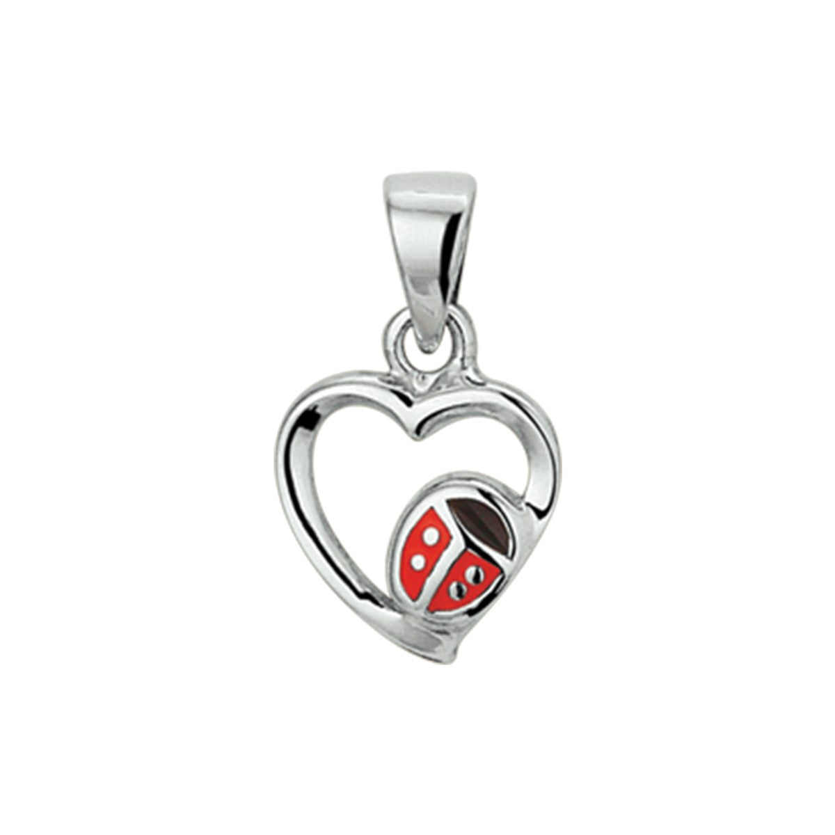 Fantasy Collection Hanger hart lieveheersbeestje emaille zilver