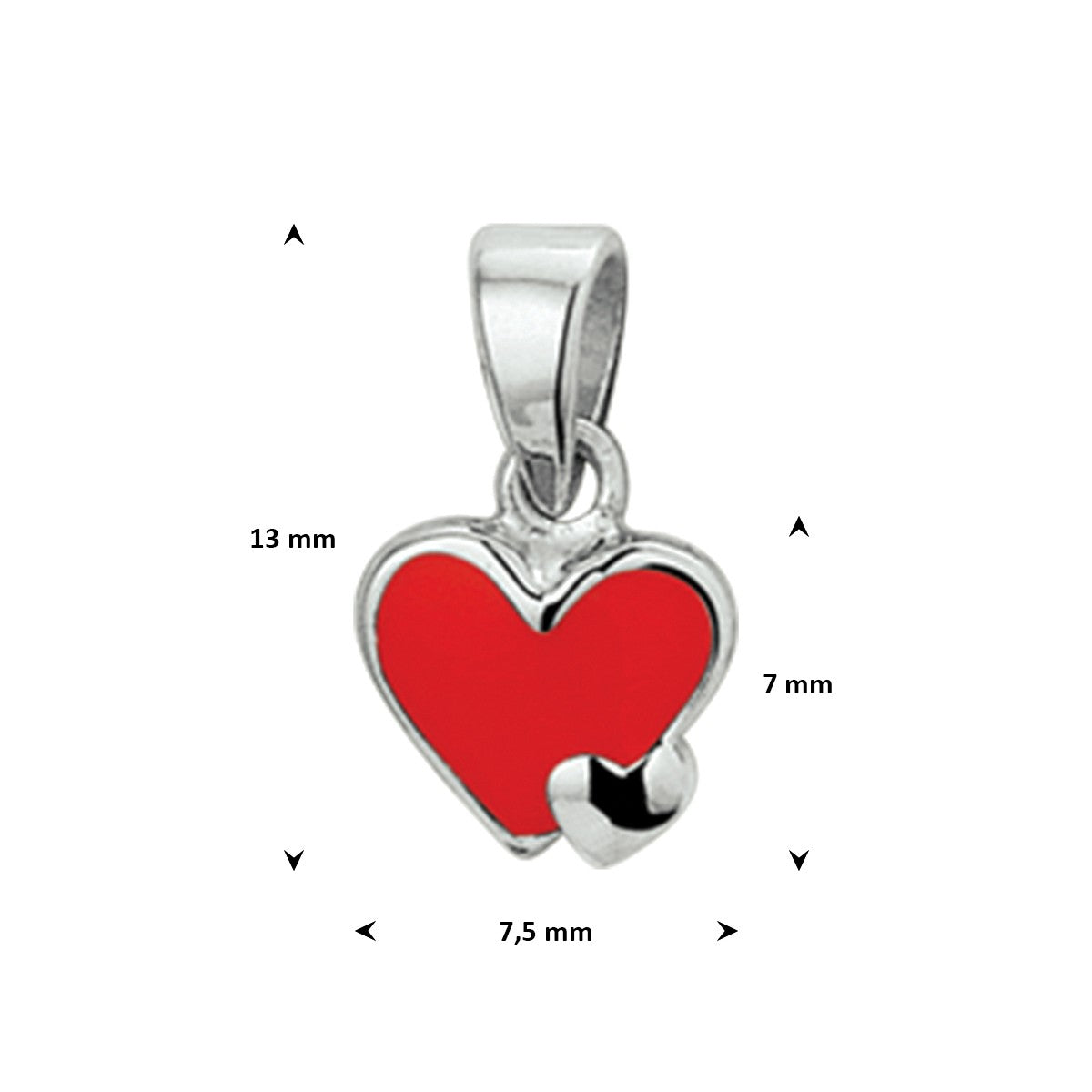 Kinderhanger hartjes gerhodineerd zilver 7 x 7,5 mm – 1325883