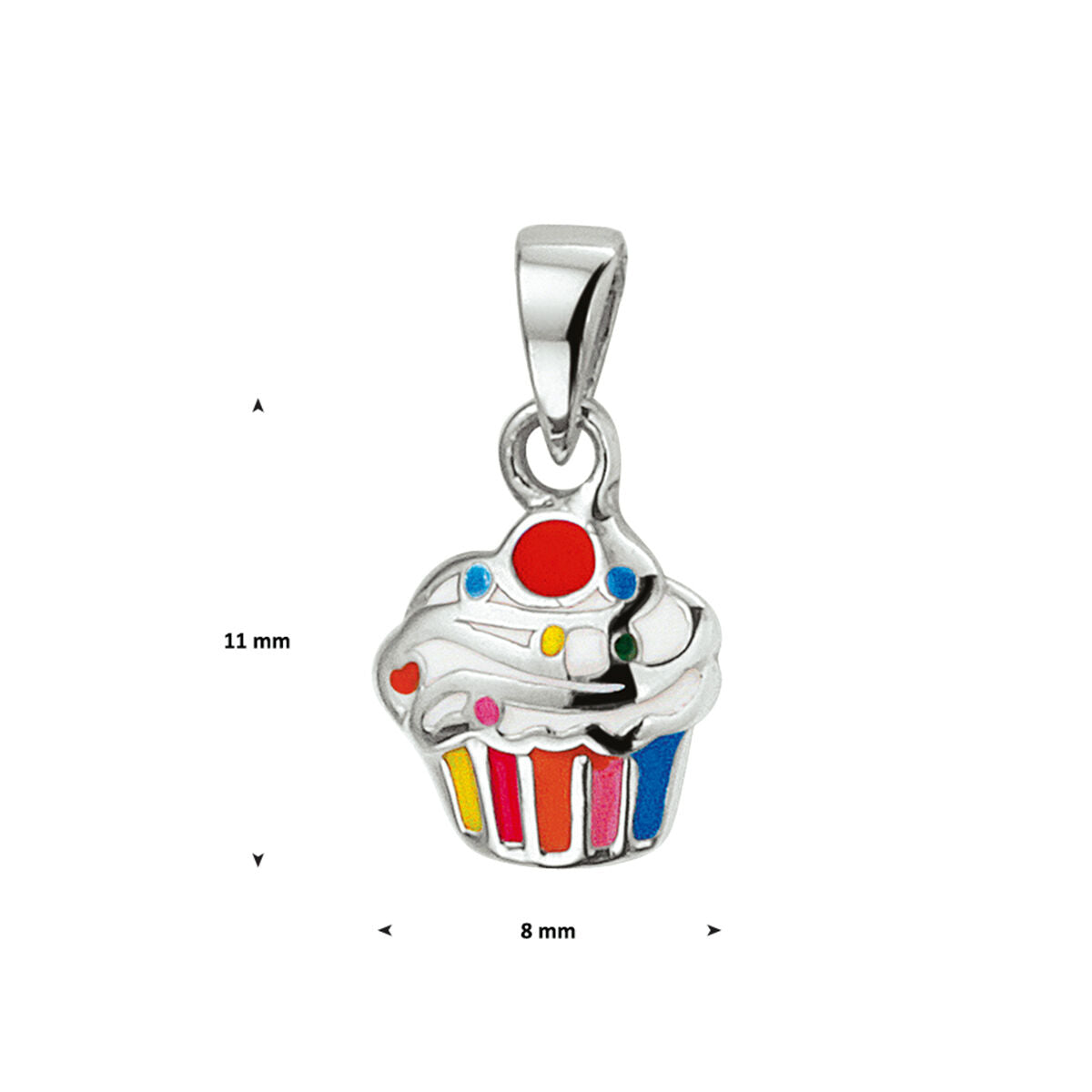 Hanger cupcake 11 mm zilver