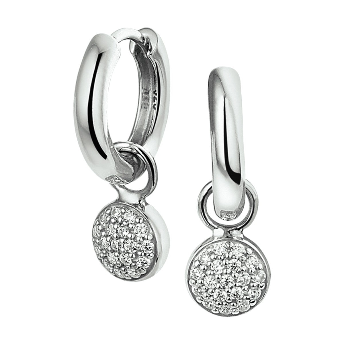 Fantasy Collection Oorbellen zirkonia 15 mm zilver