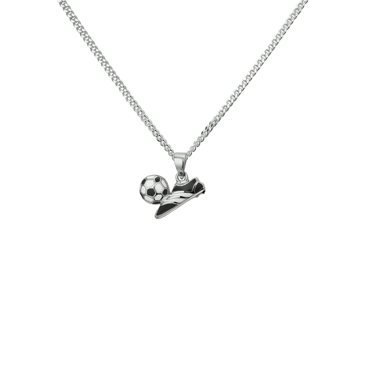 Fantasy Collection Collier voetbalschoen emaille 1,4 mm 36 + 4 cm zilver